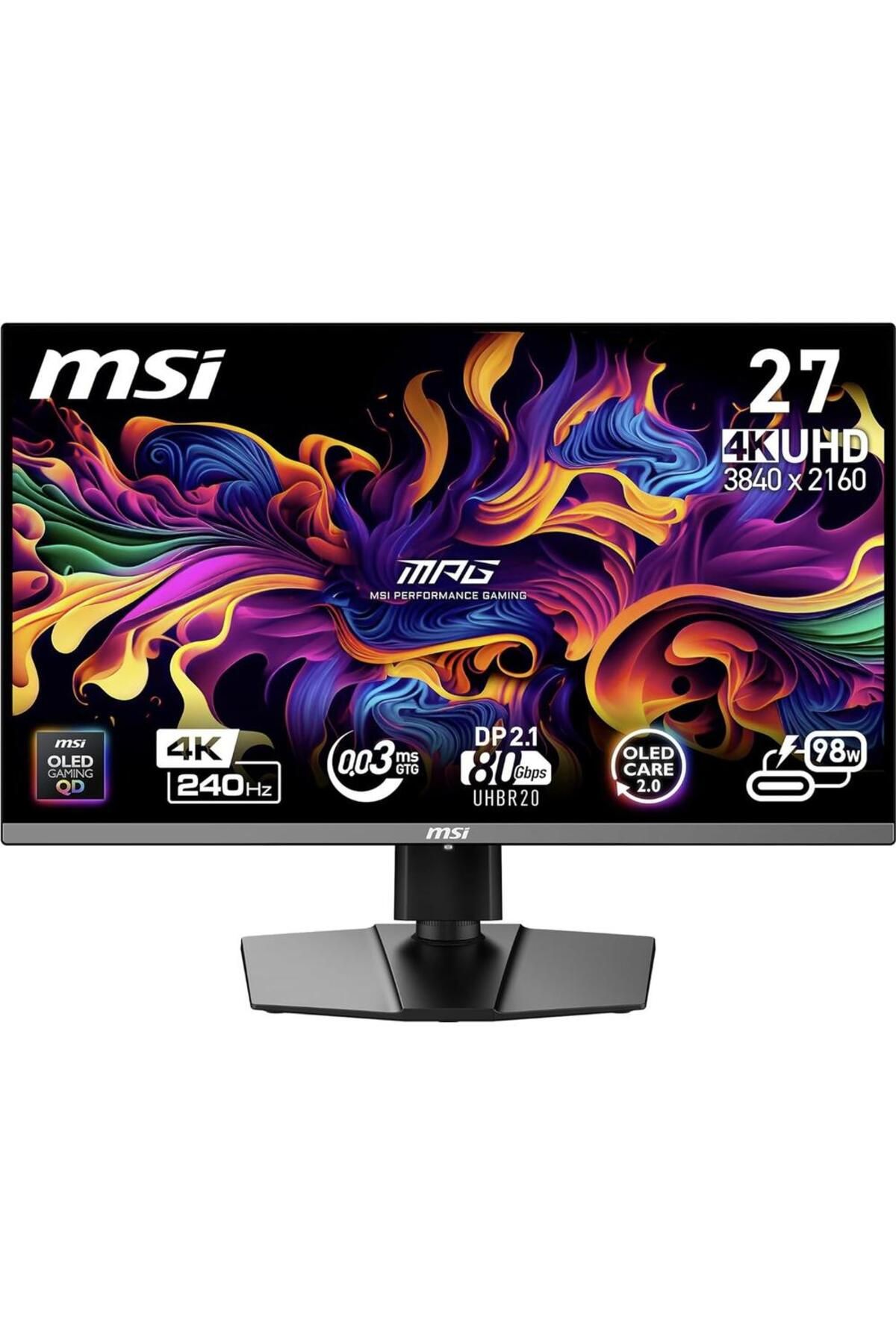 MSI-MSI MPG 26.5" Gaming Monitor QD-OLED, UHD, 240Hz, 0.03ms, Pivot, HDMI/DP, Black 1