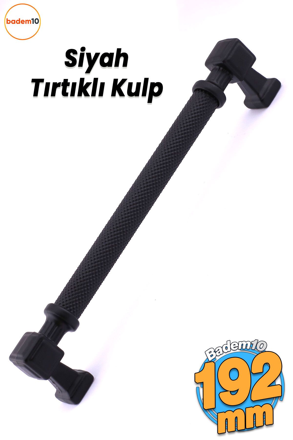 Badem10 Desenli Mat Siyah Metal Kulp 192 mm Mobilya Çekmece Mutfak Dolabı Dolap Modern Kapak Kulpları