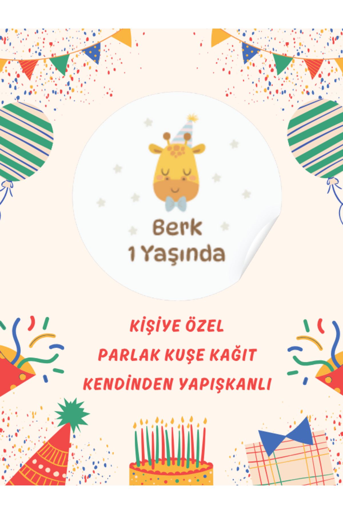 ST Design Kişiye Özel İsimli Doğum Günü Etiketi, Kendinden Yapışkanlı Babyshower, Hoşgeldin Bebek Sticker