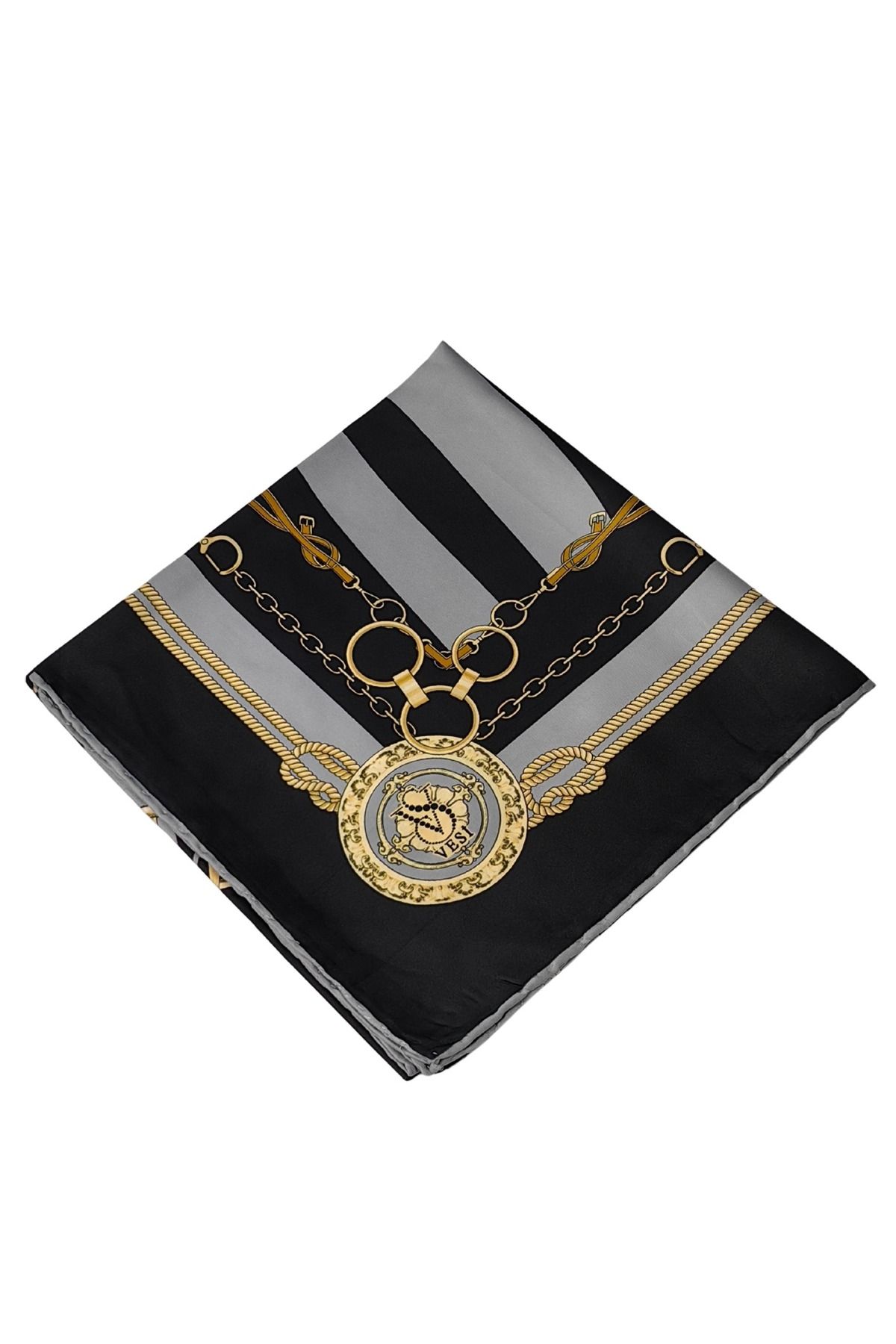 mim eşarp VESİ Eşarp Zincir Desenli Sport Twill Eşarp 120x120 cm