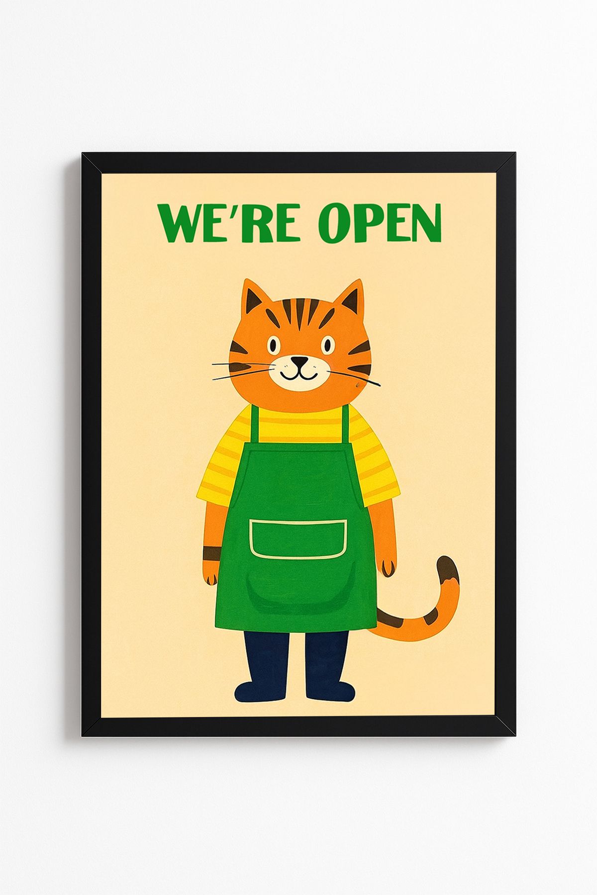Patte We're Open – Kafe ve Dükkan Açığız Sevimli Kedi Poster- Çerçevesiz Poster Yüksek Kaliteli Tablo