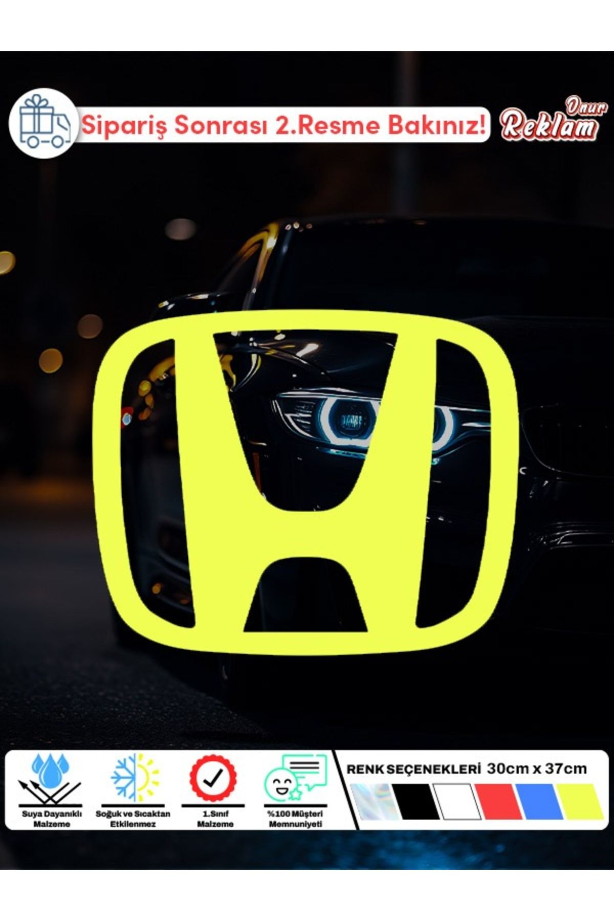 Onur Reklam Honda Logo Sticker | 30x37 cm Büyük Araba Camı & Tavan Etiketi