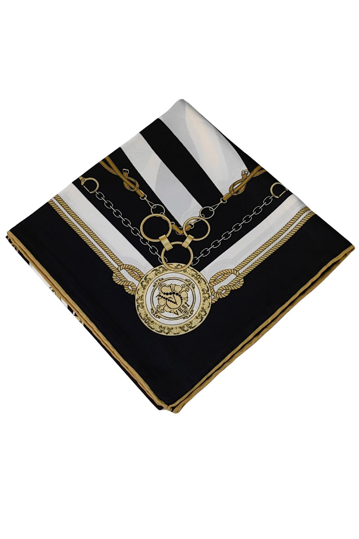 mim eşarp VESİ Eşarp Zincir Desenli Sport Twill Eşarp 120x120 cm