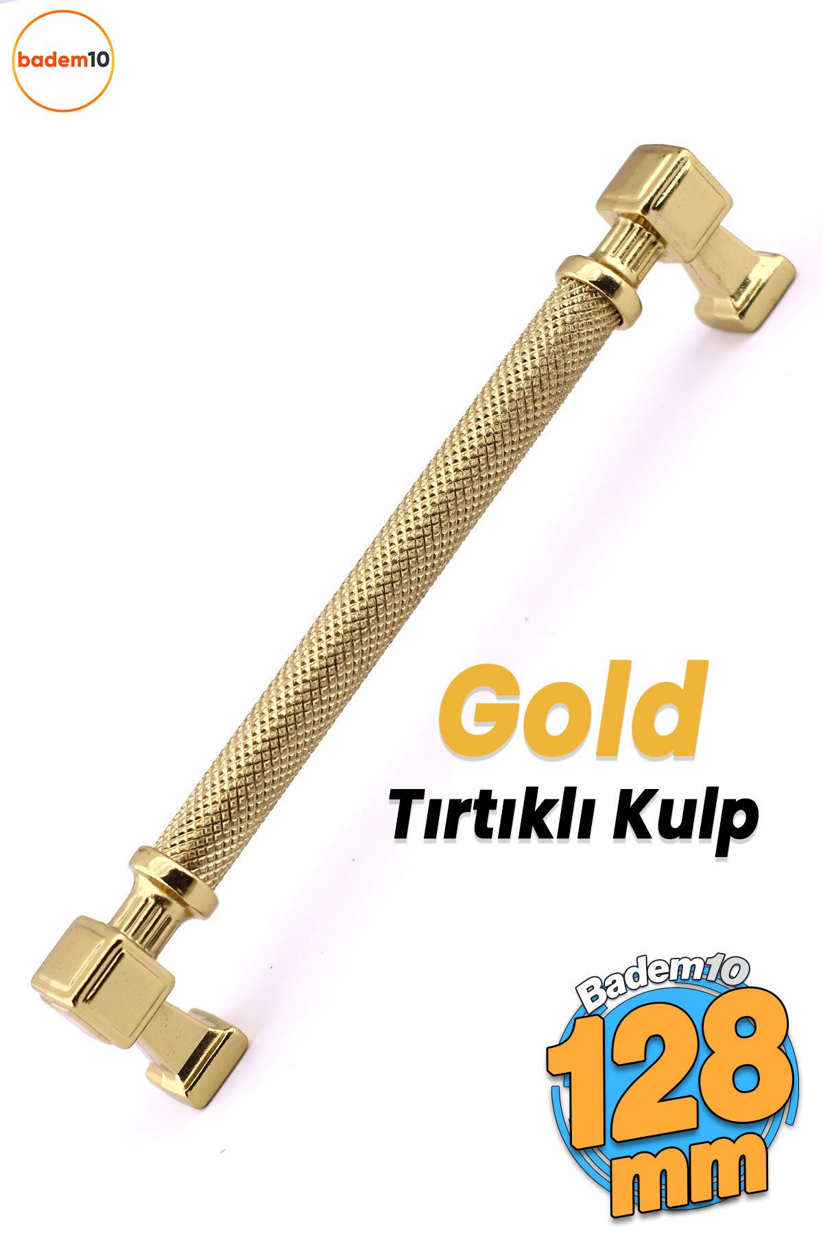 Badem10 Desenli Gold Altın Metal Kulp 128 mm Mobilya Çekmece Mutfak Dolabı Dolap Modern Kapak Kulpları