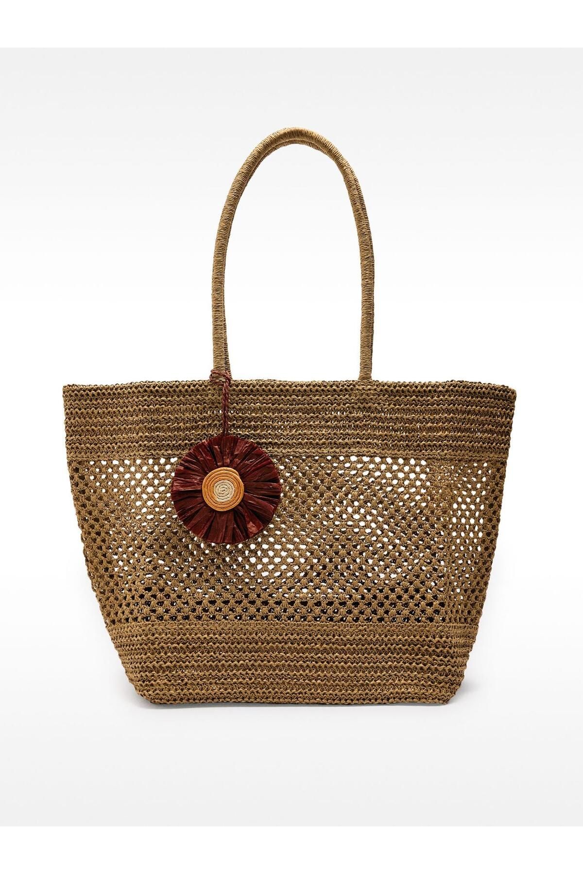 PARFOIS Hasır Efektli Charm'lı Shopper Çanta