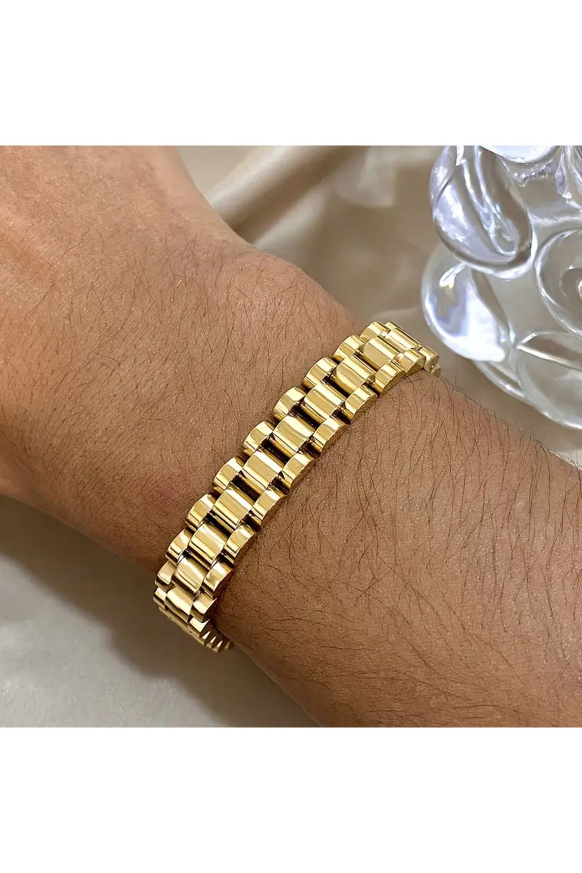 MSBTAKI Stainless Steel 316l Çelik GOLD Renk Paslanmaz Zincir Model Erkek Bileklik