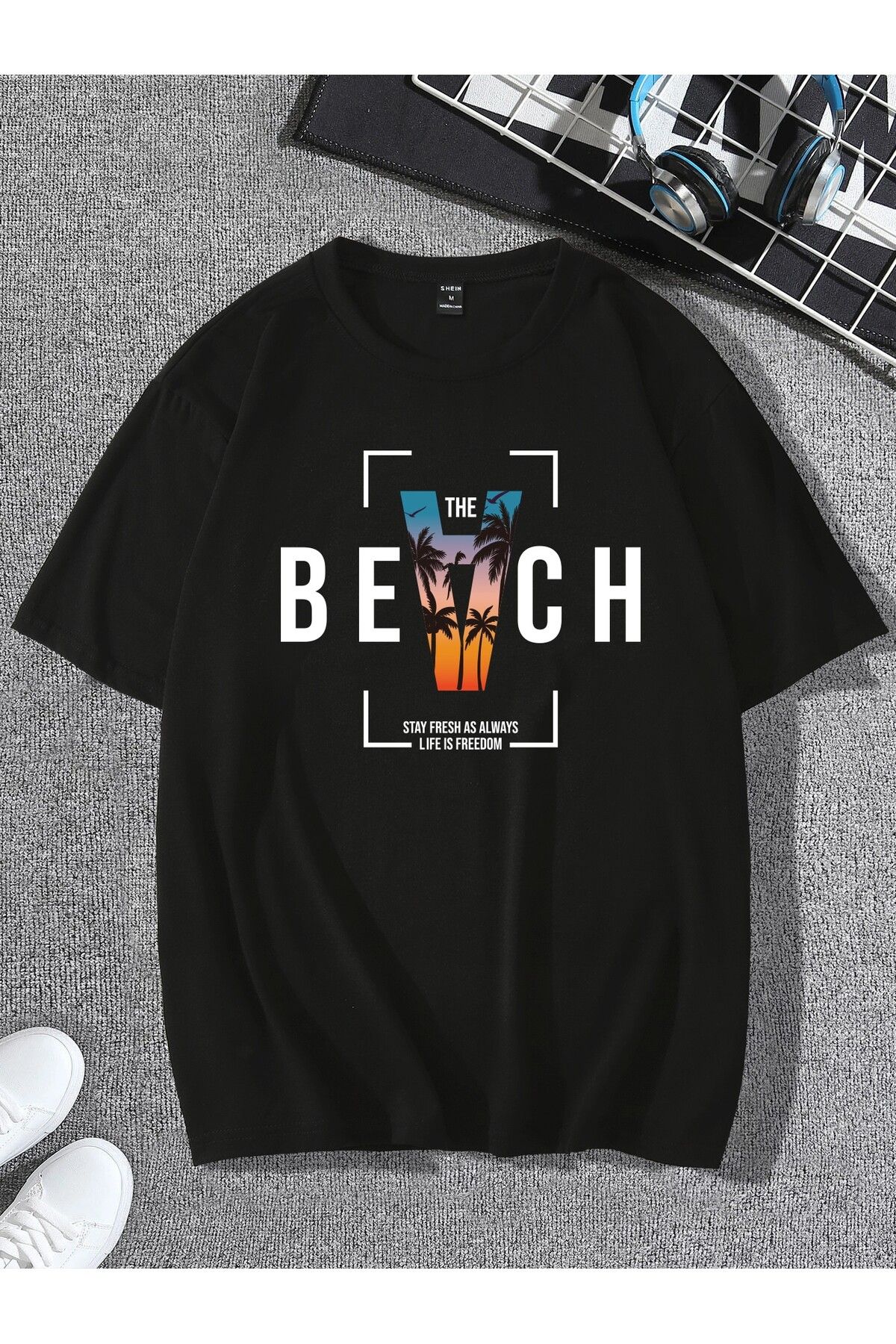 aynewmoda Erkek Grafik Logo Kısa Kollu Tişört,