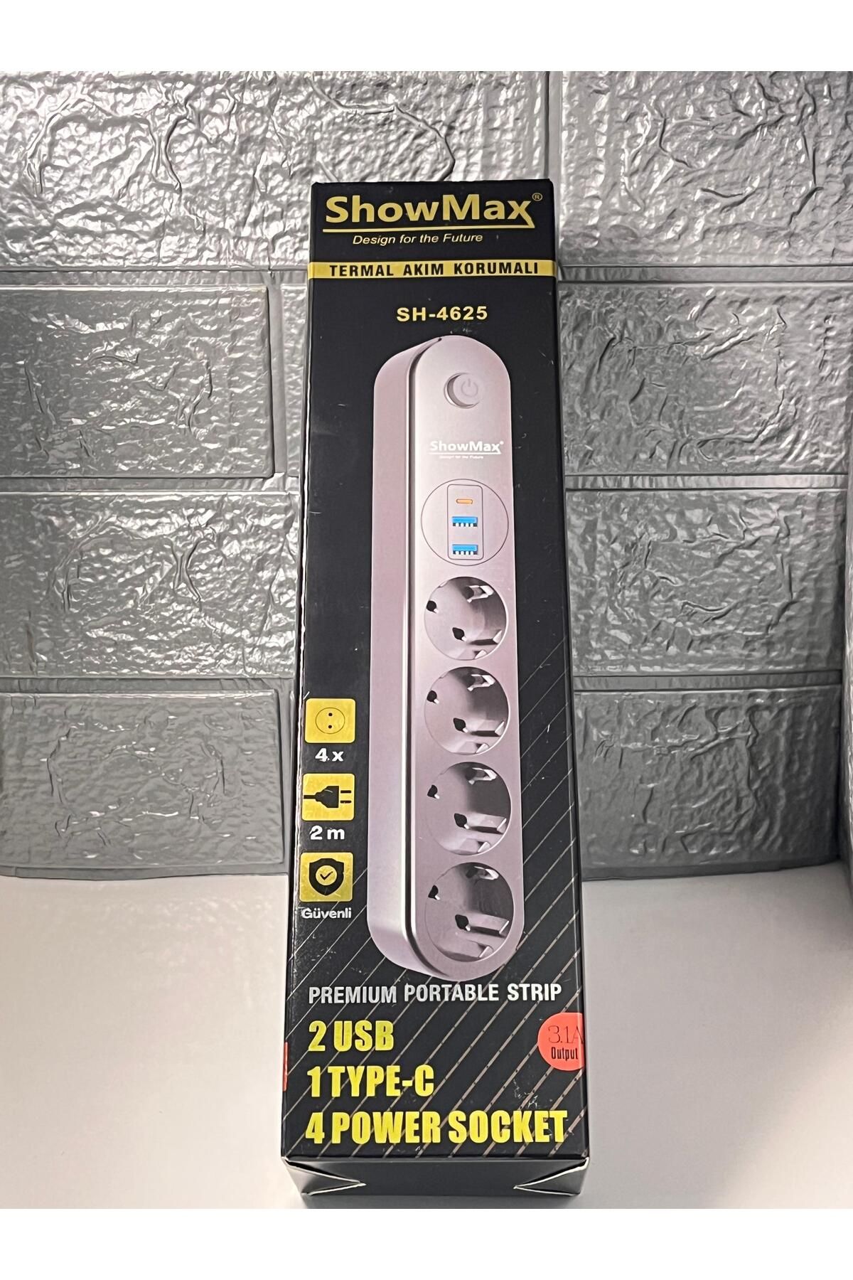 ShowMax Termal akım korumalı priz 2usb 1typ-c 4power socket