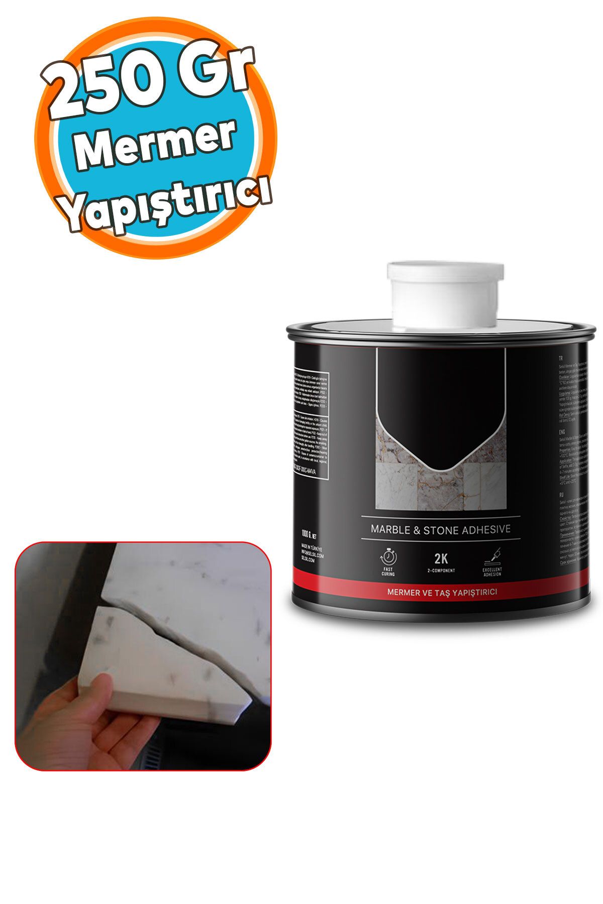 NZB Mermer Granit Taş Fayans Çini Mozaik Beton Ahşap Yapıştırıcısı 250 gram Polyester Sentetik Reçine