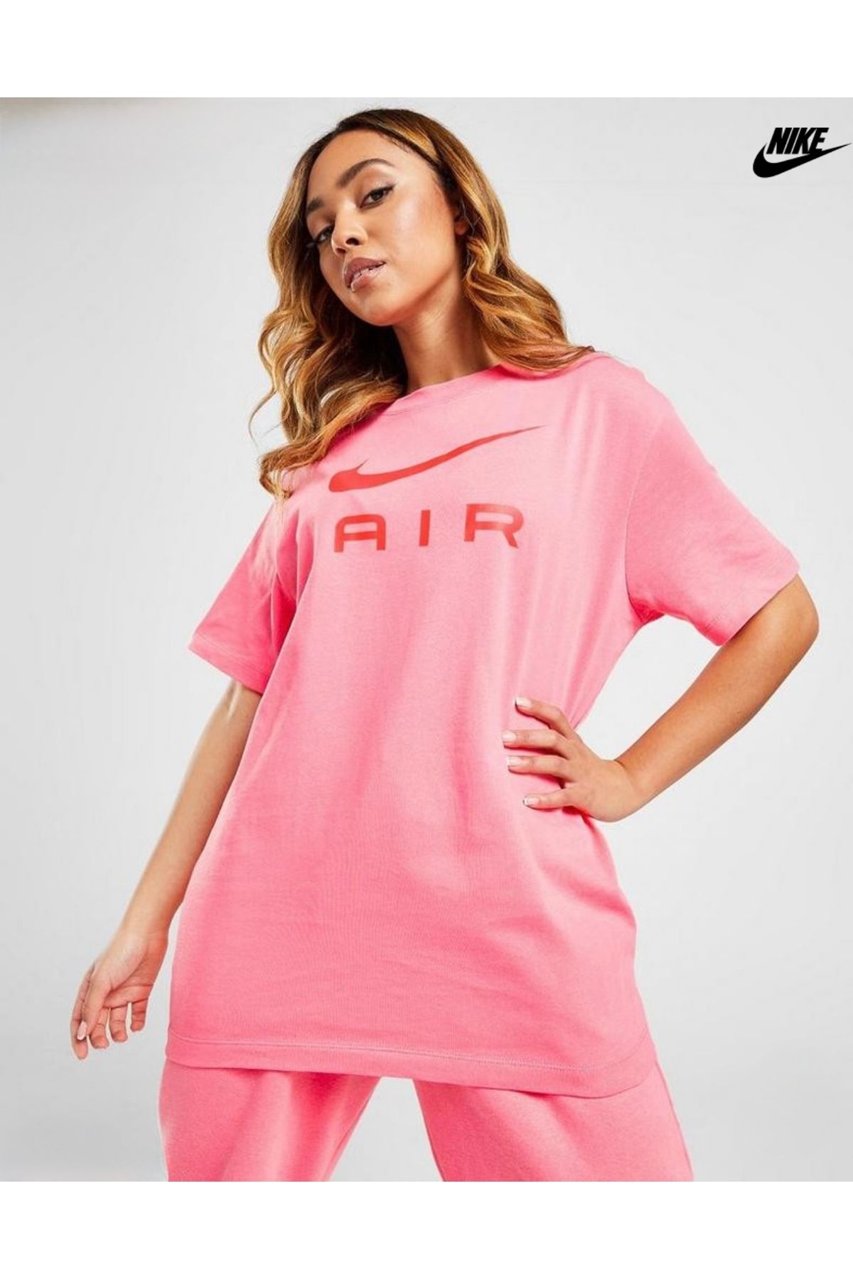 Nike Sportswear Air Graphic Boyfriend Short-Sleeve Pembe Kadın T-shirt