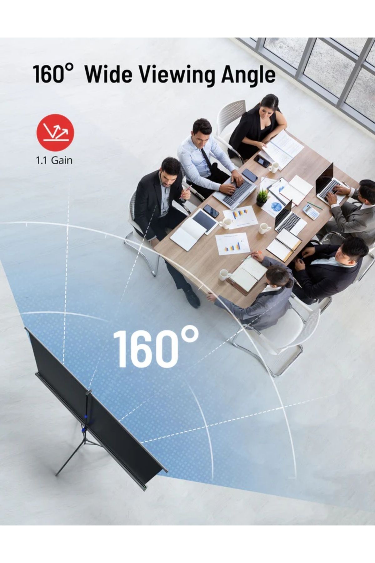 FlashHawk-2-in-1 72 inch 16:9 Portable Projector Screen With Tripod Stand HSZJMB-72 Black 8