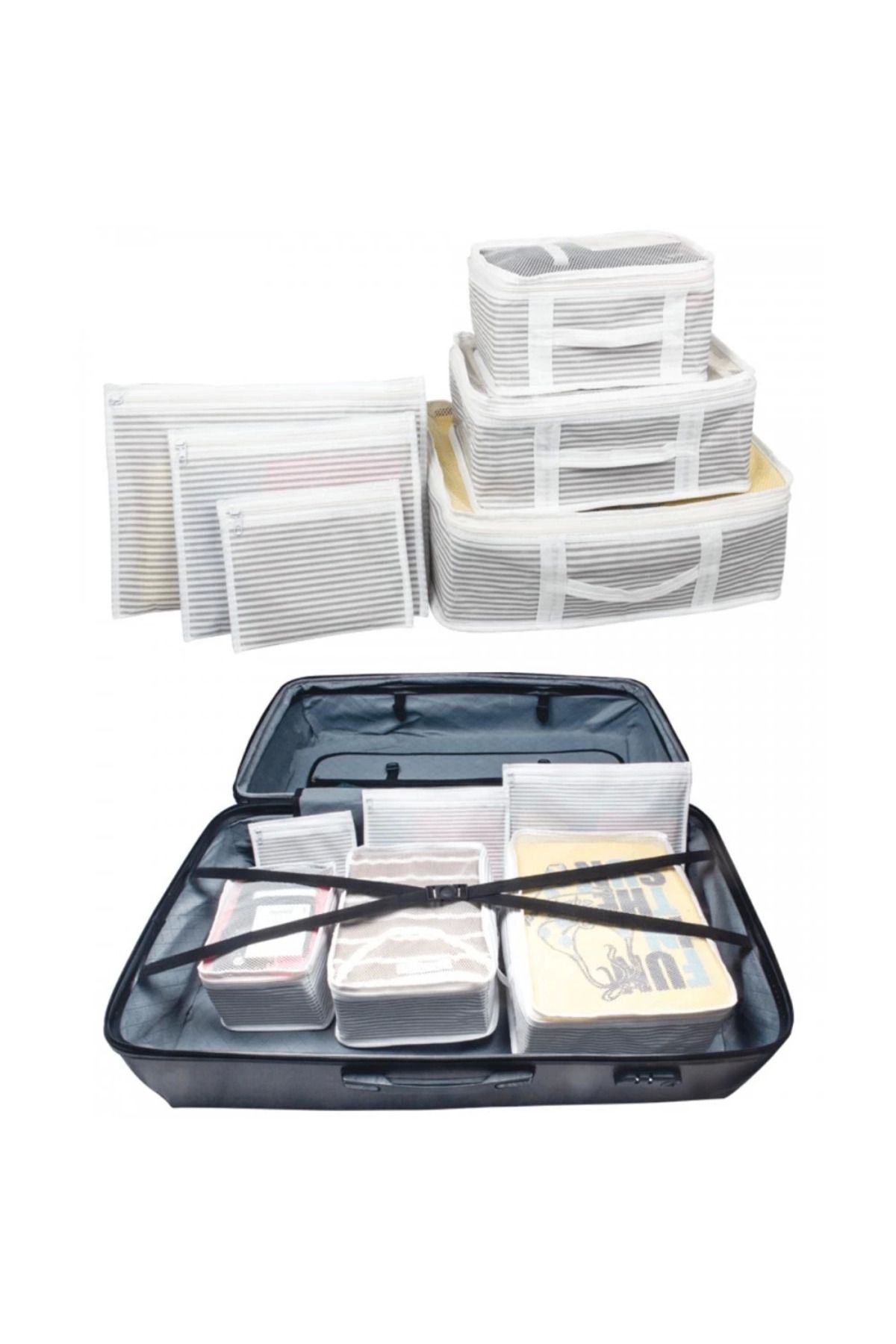 Modafiks Bavul İçi Organizer Seti - Yatak Odası Organizer Set - Makyaj Organizer Mini Hurçlar (6 Parça)