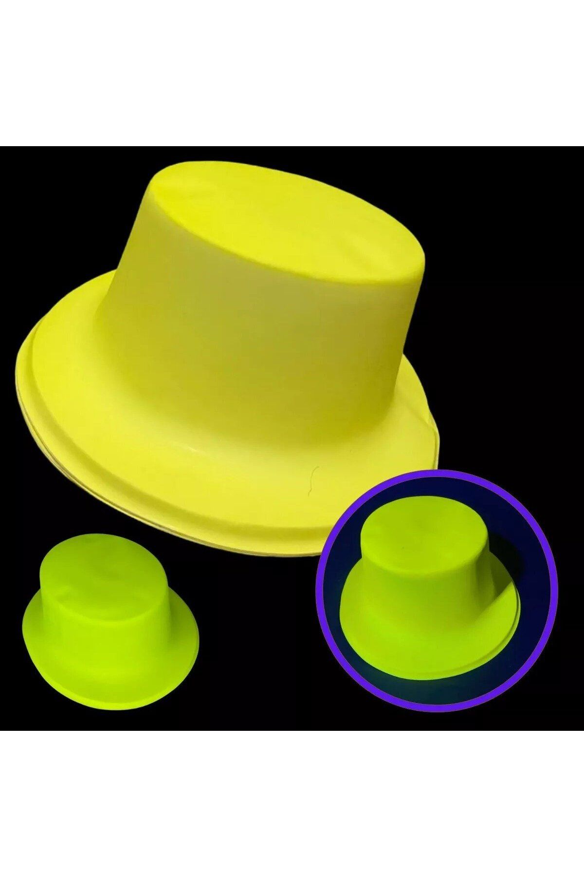 Zayla Neon Partisi Sarı Renk Plastik Fötr Şapka