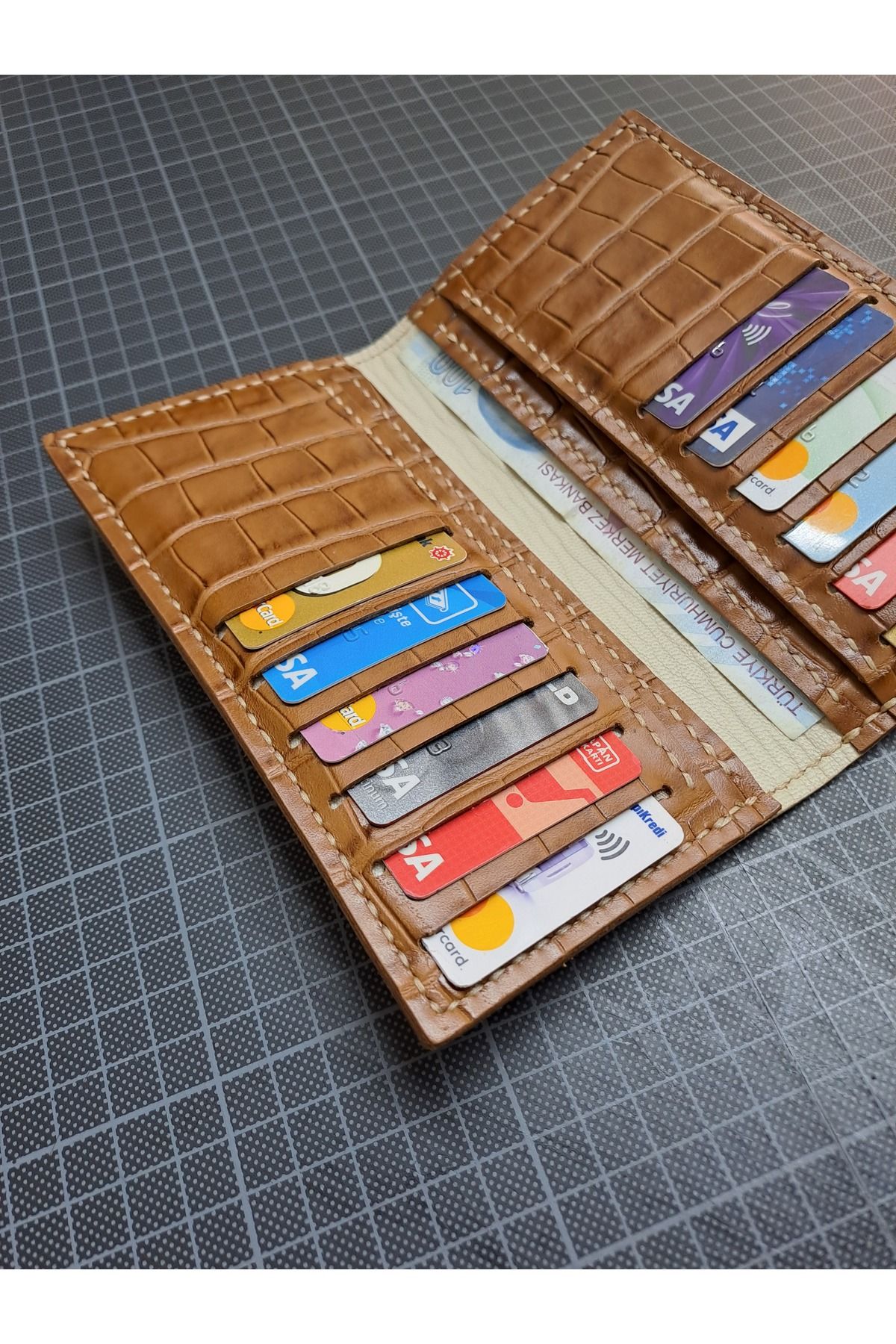 heyecanleather El Yapımı Gerçek Deri Premium Erkek Kahverengi Klasik Kartlık Cüzdan