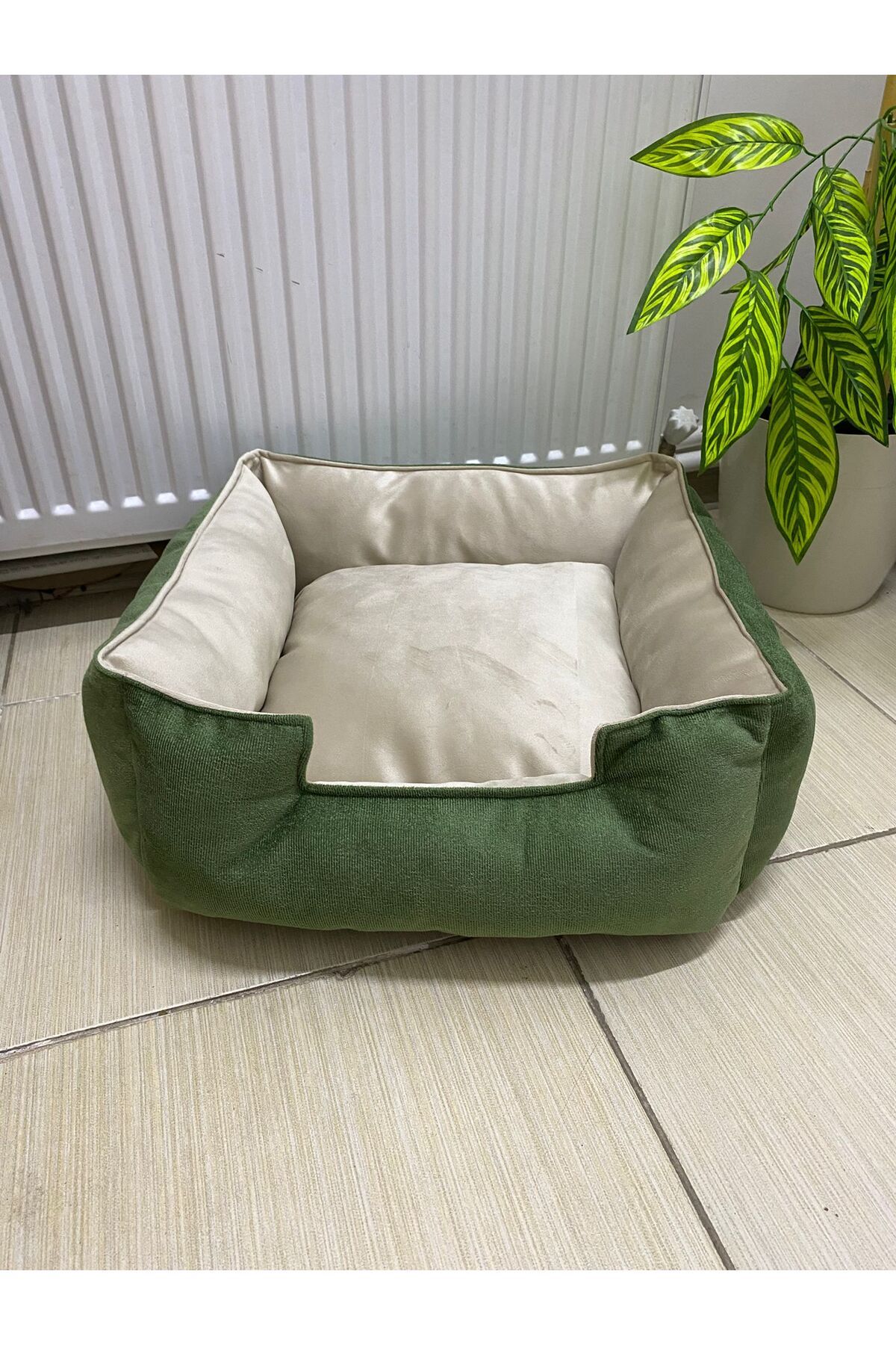 Family Bed YEŞİL ELYAF DOLGULU YIKANABİLİR Kedi/Köpek Araba Koltuğu Yatağı 50x50cm