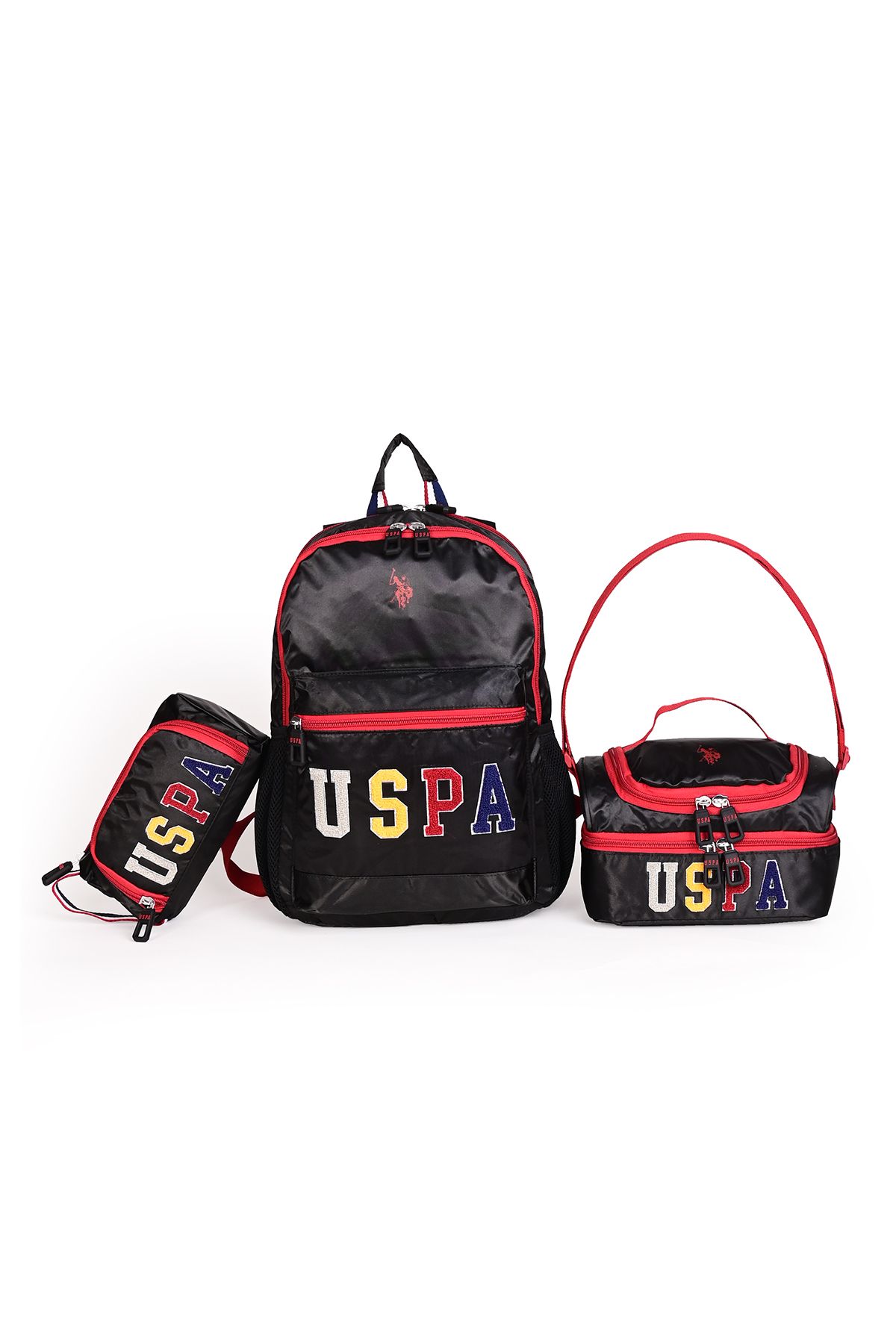 U.S. Polo Assn. U.S. Polo Assn. 3'lü Okul Çanta Seti plcan24273– Sırt Çantası, Beslenme Çantası ve Kalemlik Siyah