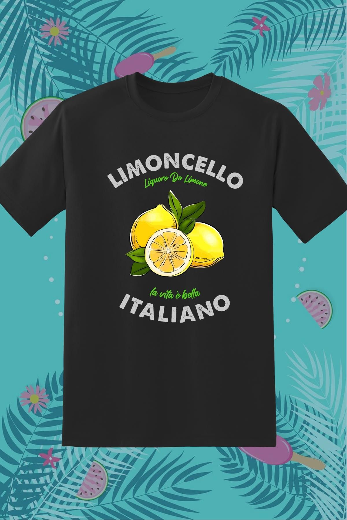 362BASKI Yaz Temalı Limoncello Italiano Baskılı Tshirt