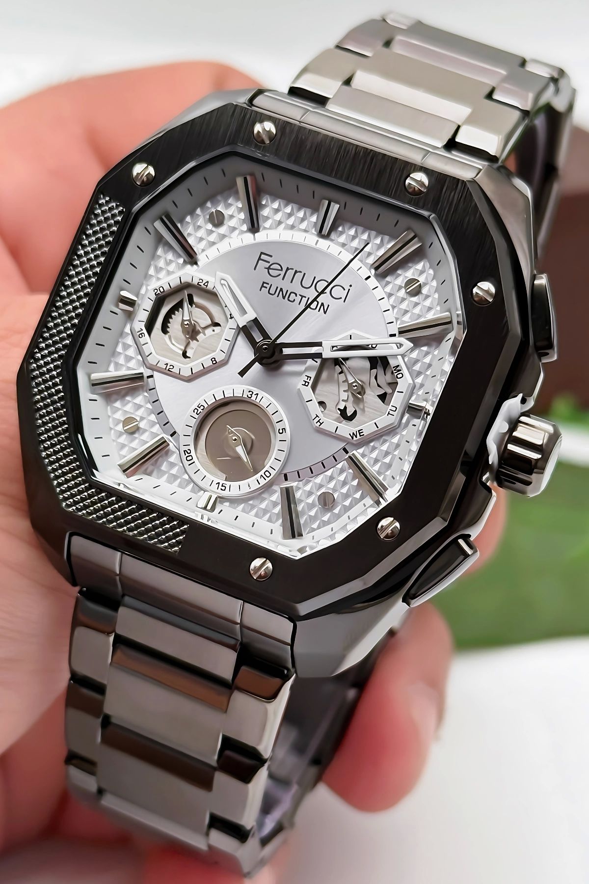 Ferrucci Function Erkek Kol Saati Çelik Kasa & Çelik Kordon Füme Zmfer187