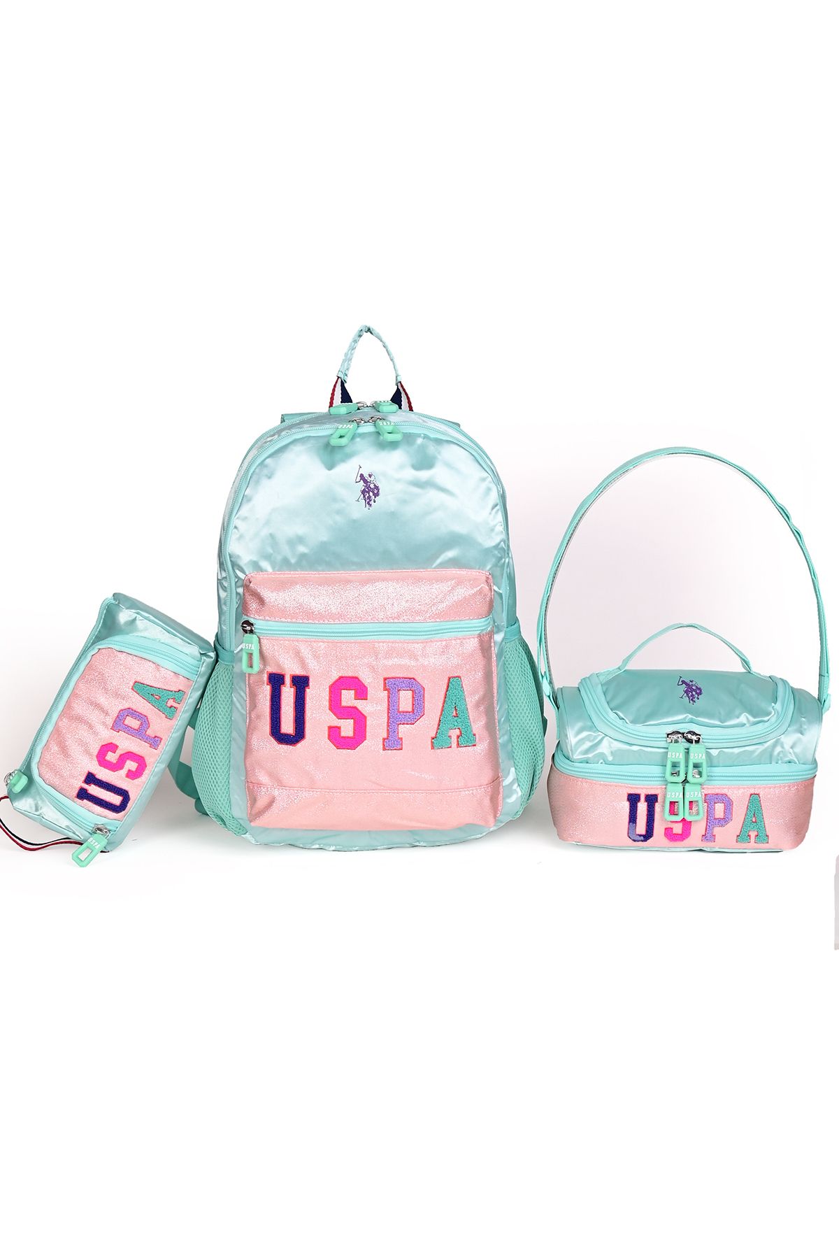 U.S. Polo Assn. U.S. Polo Assn. 3'lü Okul Çanta Seti plcan24267– Sırt Çantası, Beslenme Çantası ve Kalemlik Turkuaz