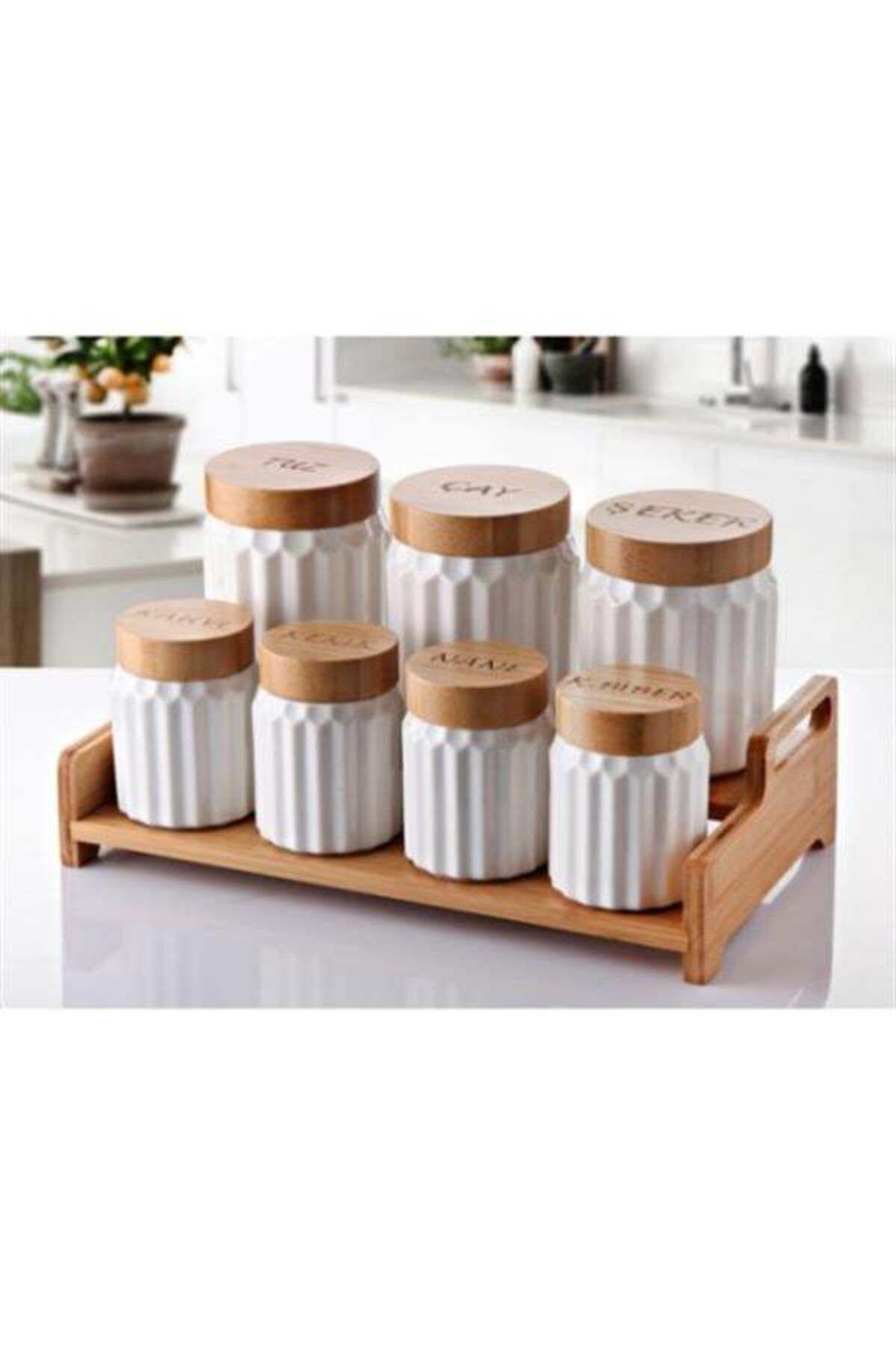 Emperium 7'Li Bambu Kapak Standlı Baharat Seti
