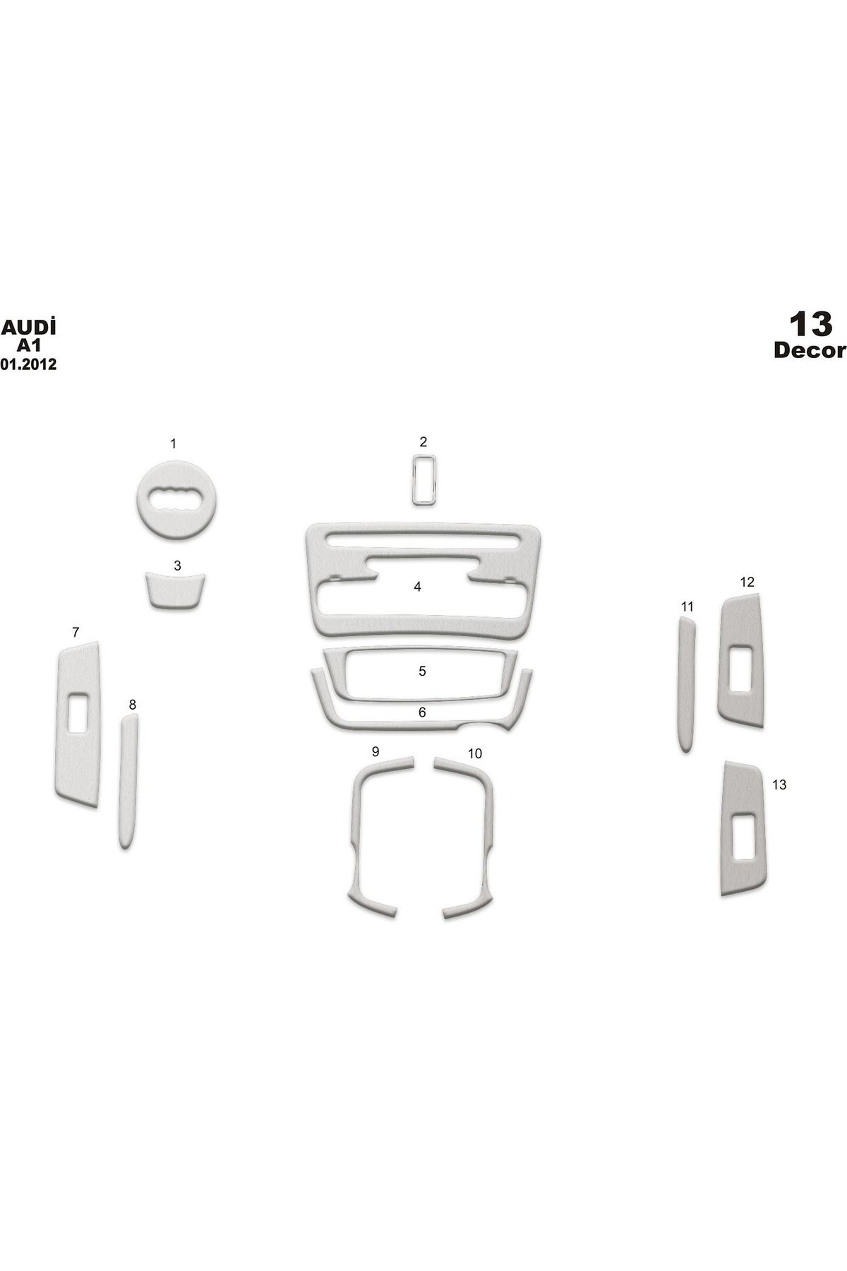 Marscockpitdesign Audi A1 Konsol-Torpido Kaplama 2002 13 Parça
