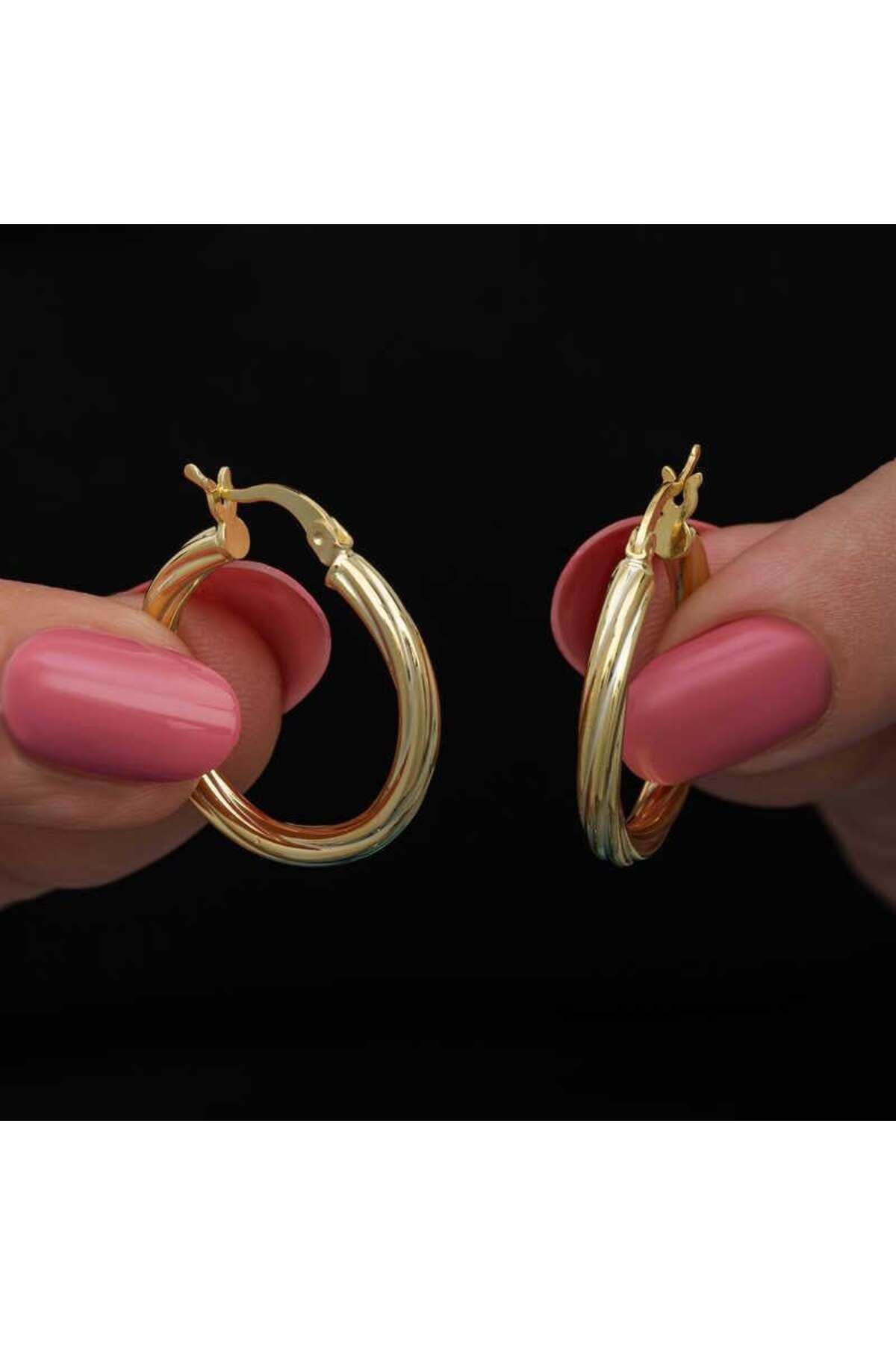supertrend Süpertrend Gümüş Gold 3 mm Burgu Şarnel Küpe