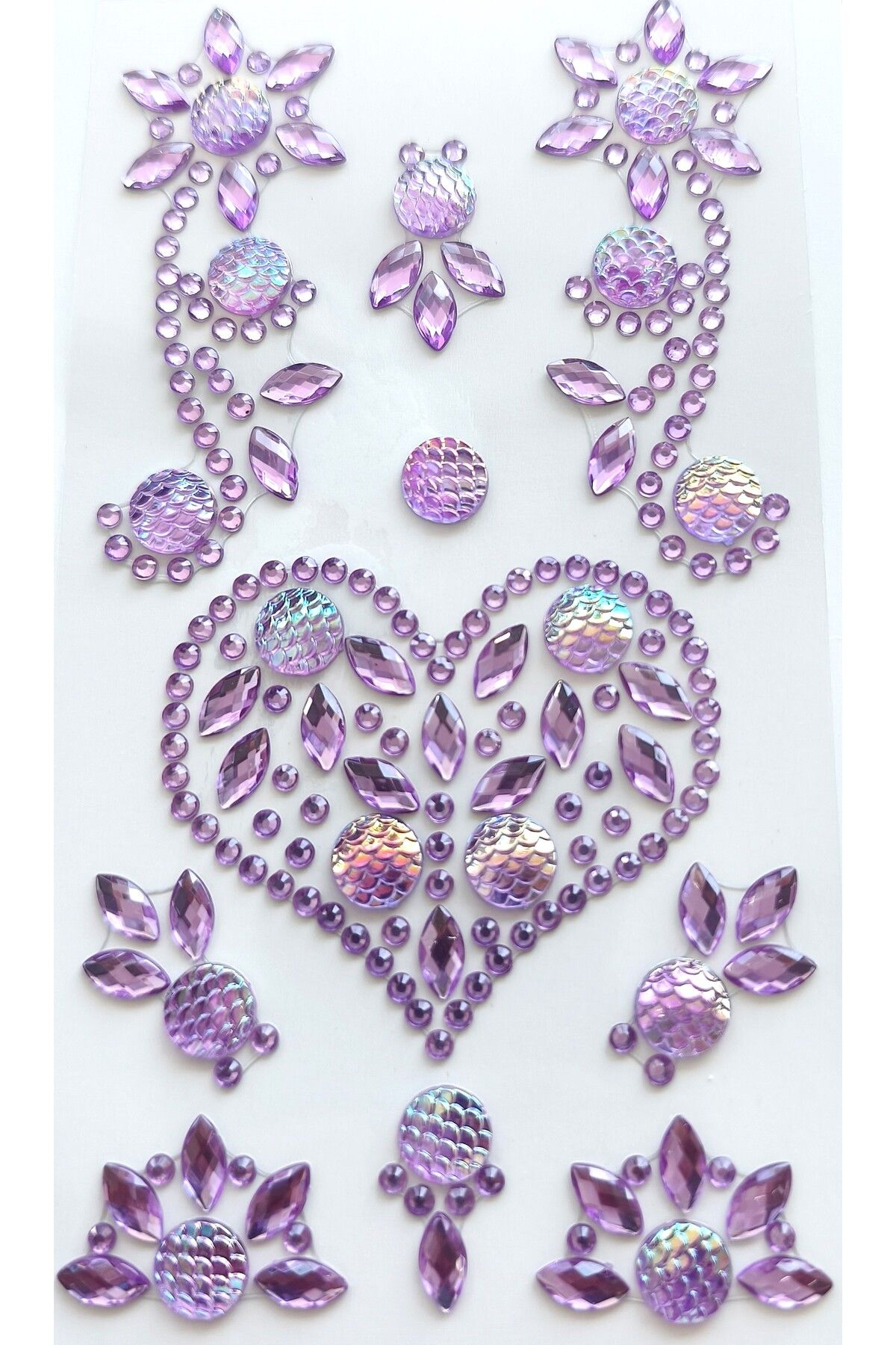 Pazar Kapısı Taş Sticker Mor Yapışkanlı Saç , Yüz Ve Tırnak Taşı Yılbaşı Süs Dekor Işıltılı Parlak