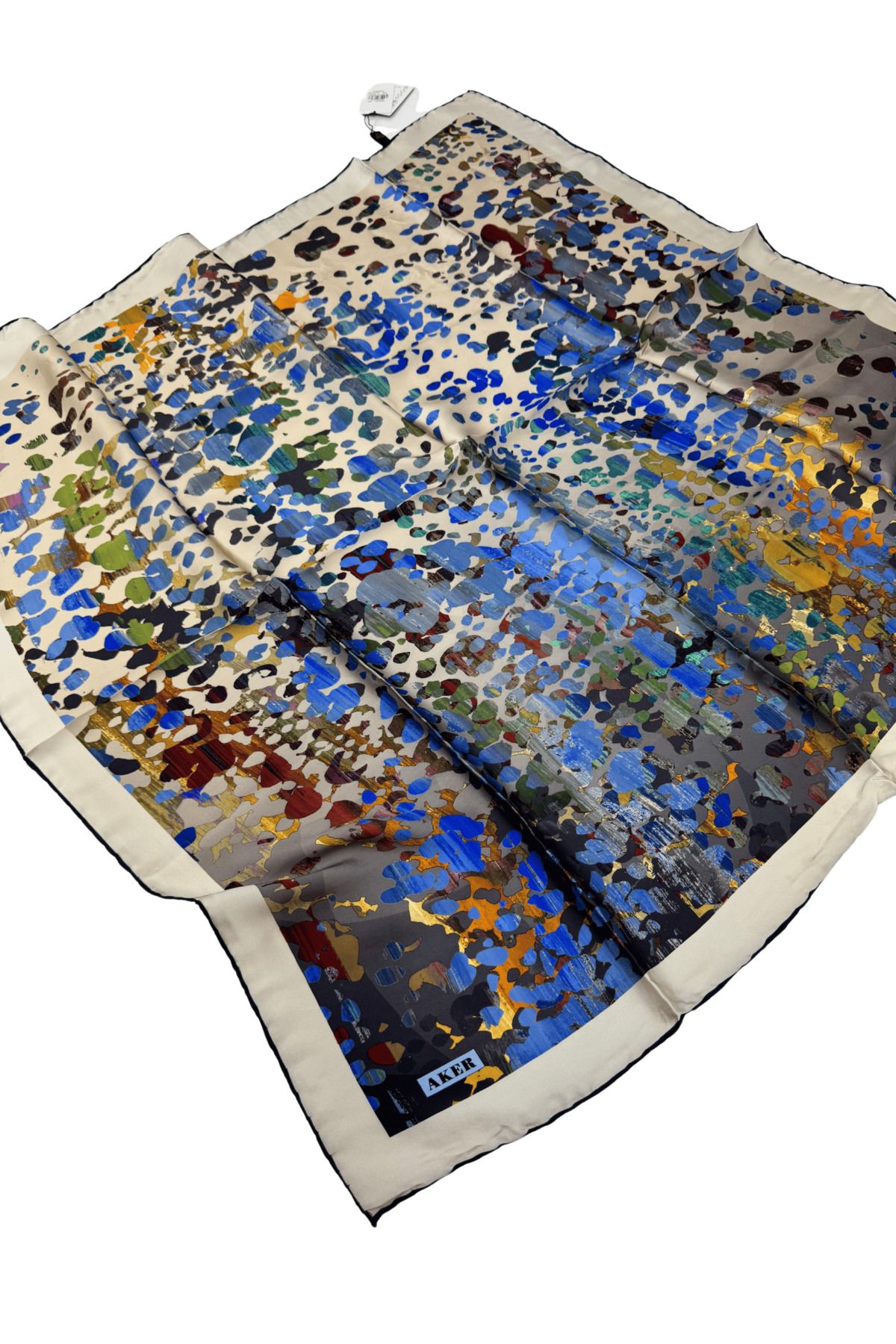 Aker Sura İpek Eşarp 8926701-324 Batik Desen ANTRASİT-MAVİ TONLARI