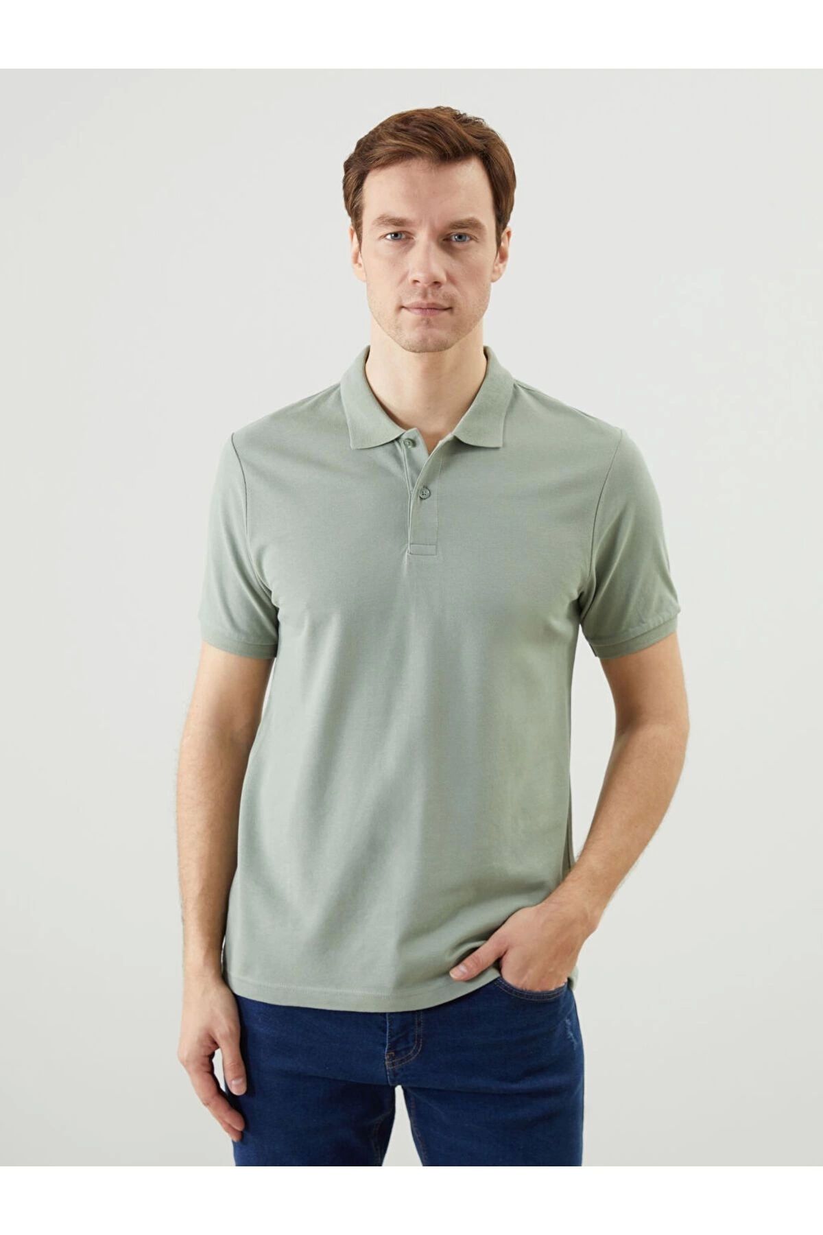 LC Waikiki LCWAIKIKI Classic Yeşil Polo Yaka Kısa Kollu Pike Erkek Tişört