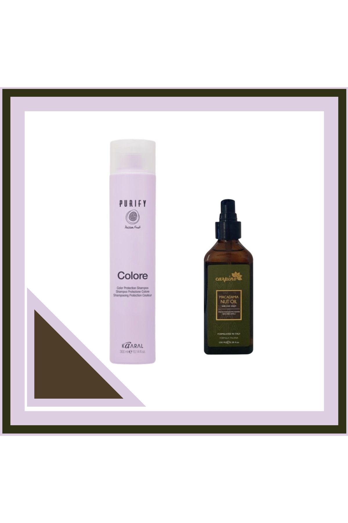 Kaaral Natura Purify Colore Shampo 300ML + Carpino Macadamia Nut Oil Hair Care Serum 100ml.Spray