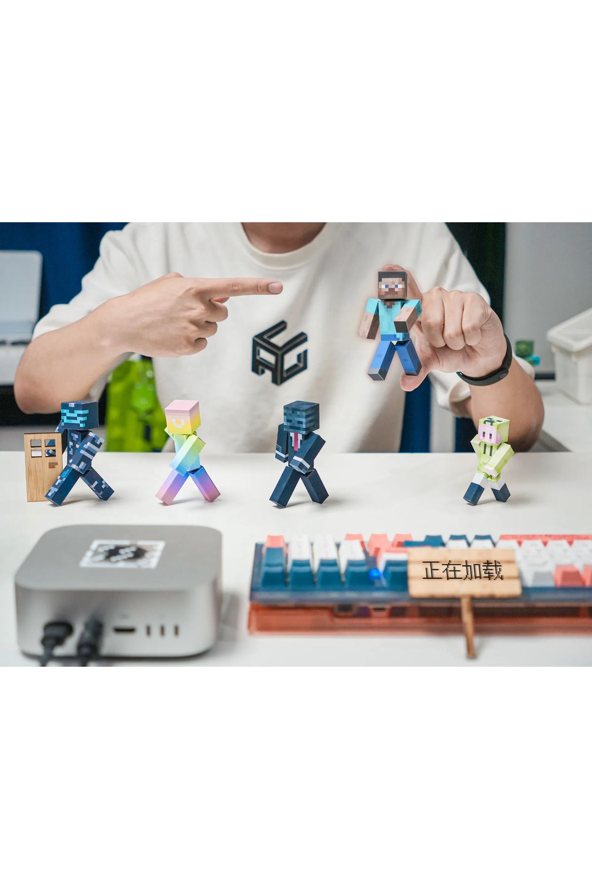 Phigo 1 Adet Minecraft Oynar Eklemlı Figür 7 Cm - Beyaz 3d Baskı Boyanabilir Dekoratif Oyuncak