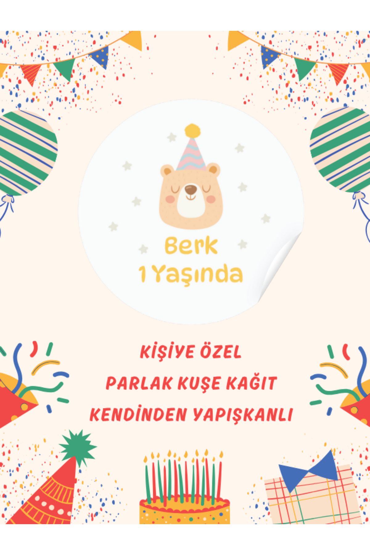 ST Design Kişiye Özel İsimli Doğum Günü Etiketi, Kendinden Yapışkanlı Babyshower, Hoşgeldin Bebek Sticker