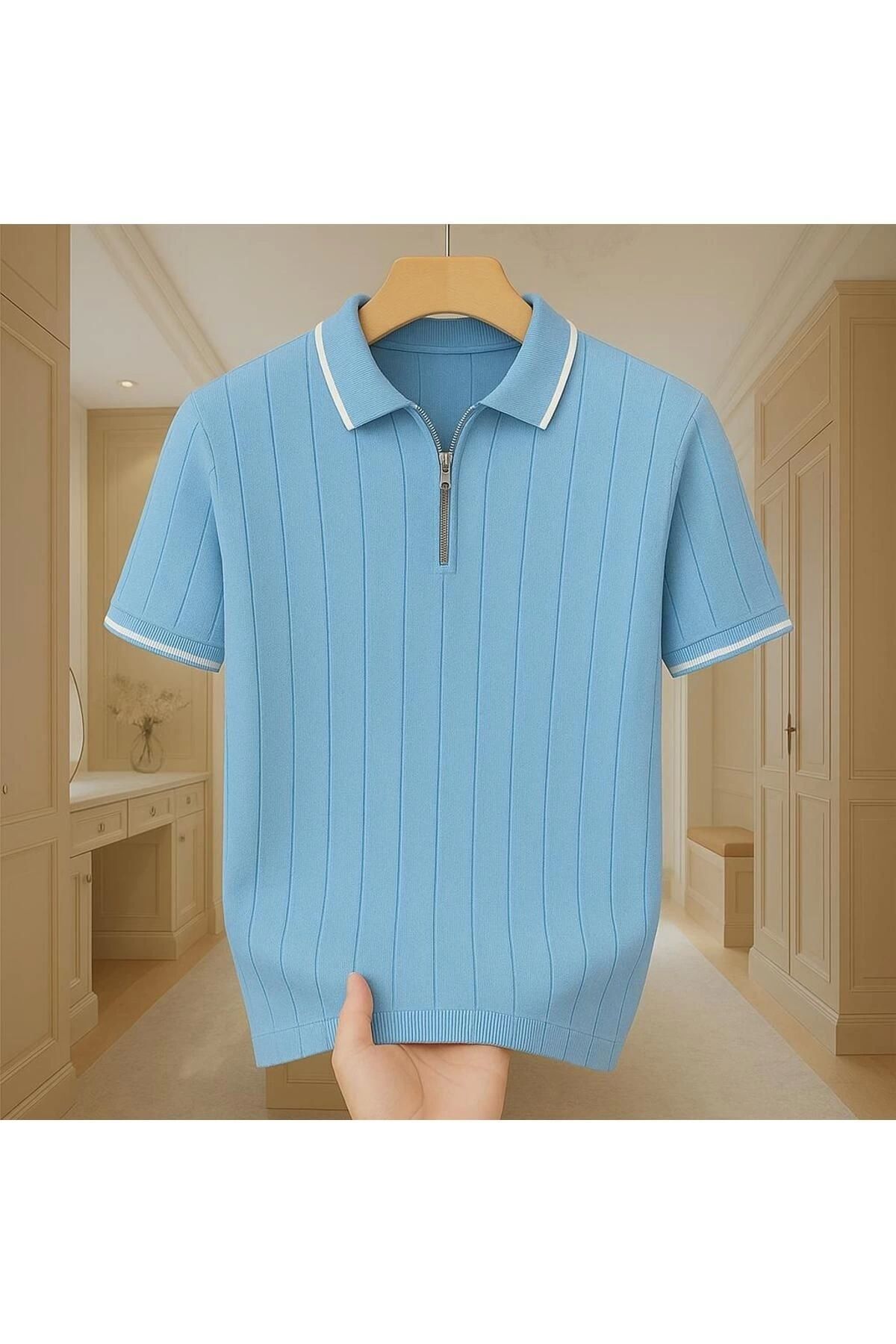 LC Waikiki LC WAIKI %100 pamuk triko polo yaka fermuarlı tişört şık ve kaliteli erkek t-shirt