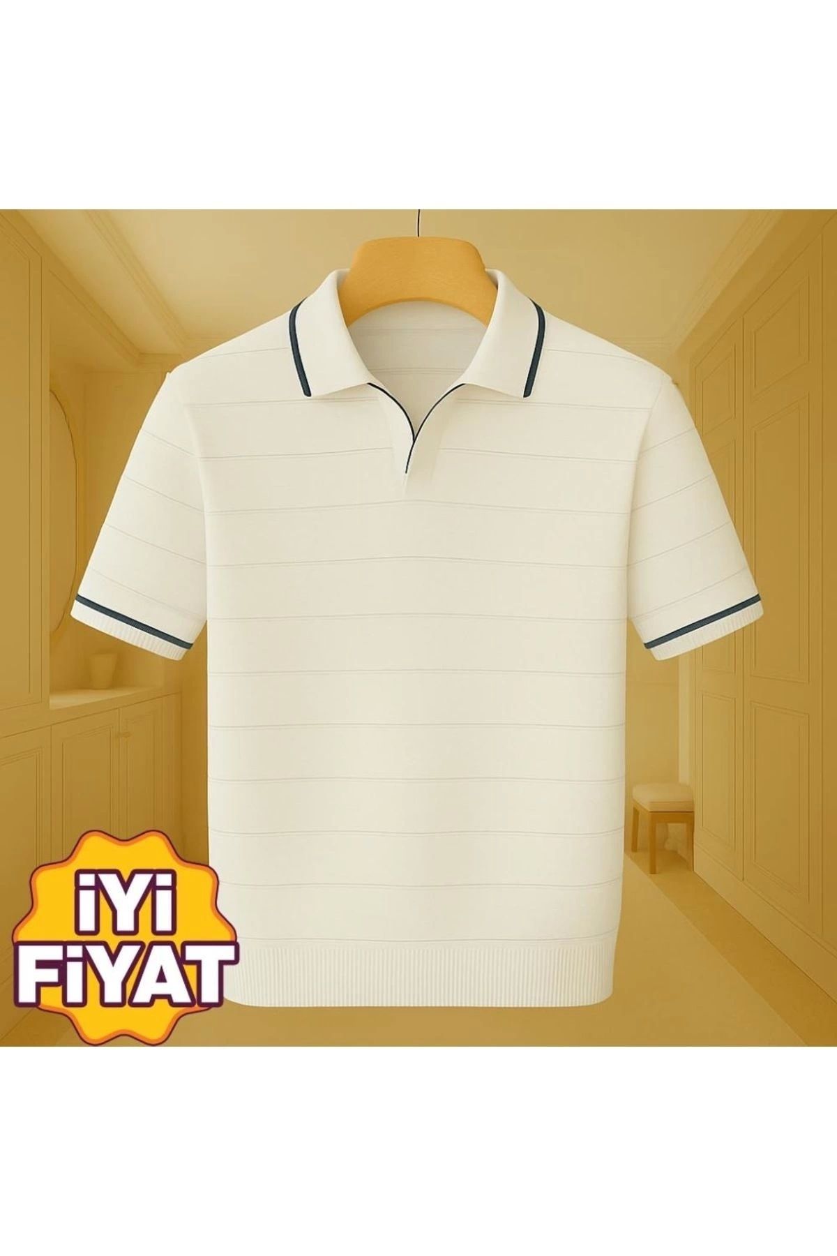 LC Waikiki LCWAIKIKI Şerit Detaylı %100 Pamuk Erkek Triko Tişört Organik Nefes Alan Yapı Terletmez Premium Komb