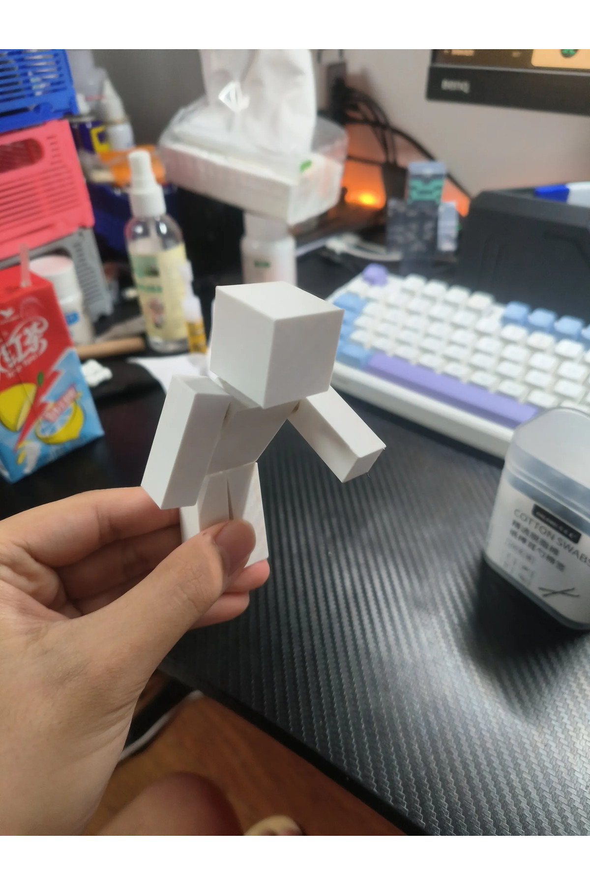 1 Adet Minecraft Oynar Eklemlı Figür 7 Cm - Beyaz 3d Baskı Boyanabilir Dekoratif Oyuncak