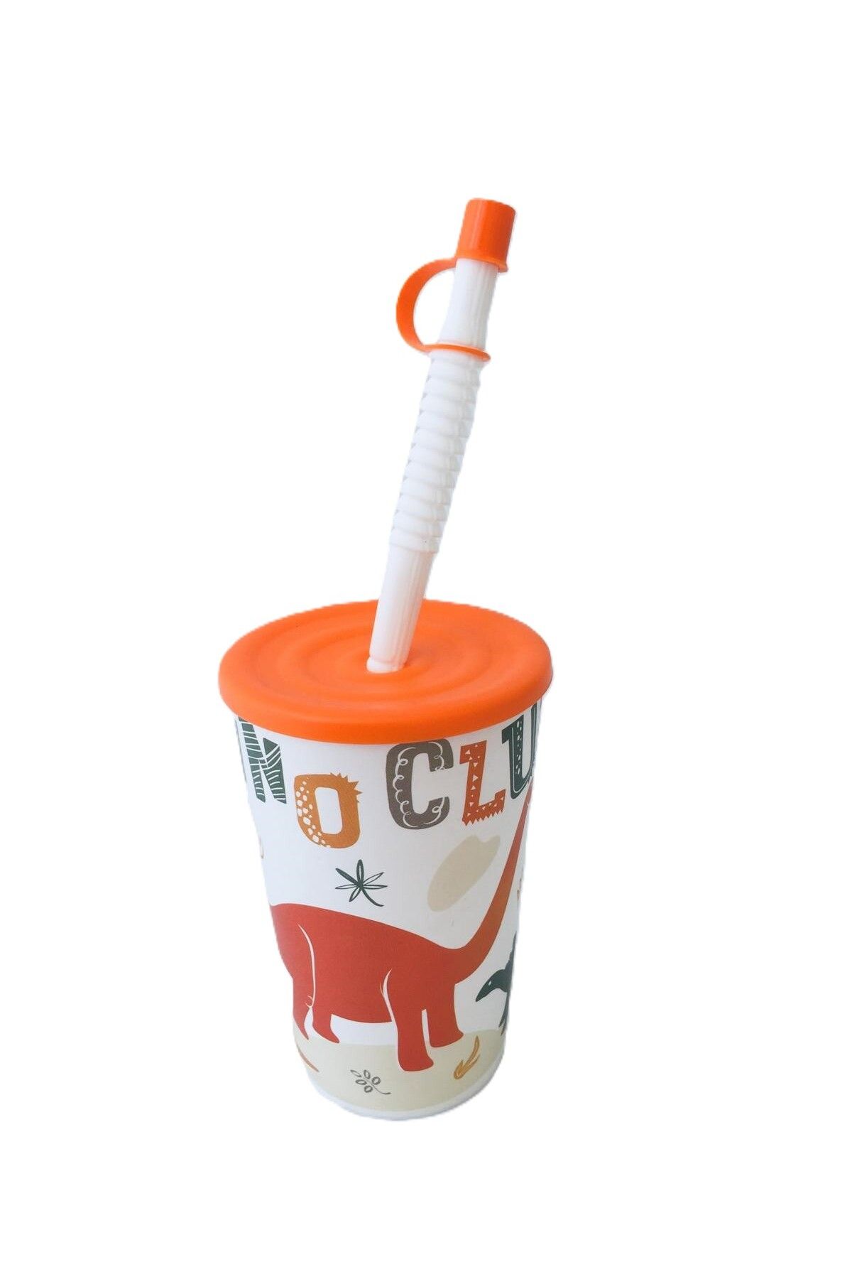 Herevin Renkli 340cc Lisanslı Pipetli Plastik Bardak / Dino Club-BPA Free