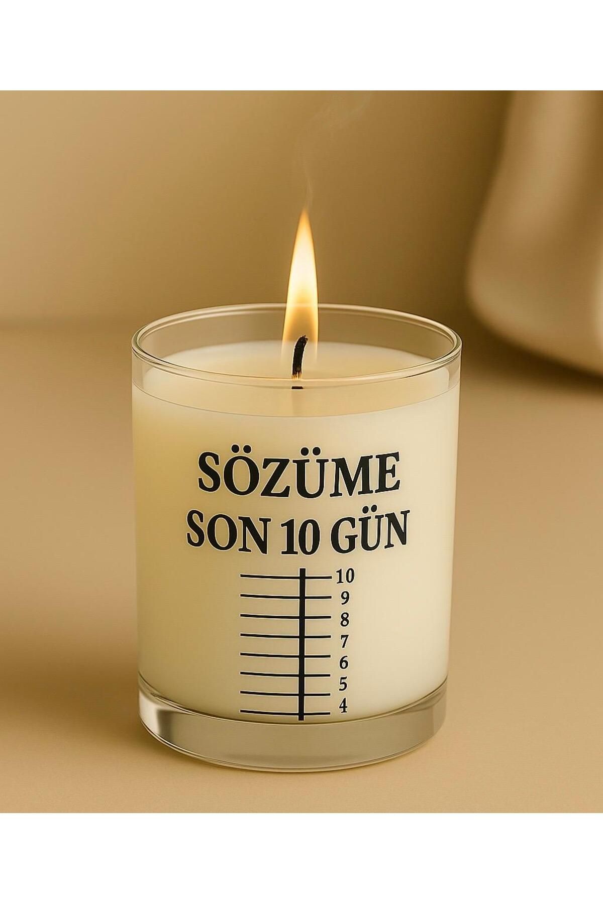 ELİOSA Sözüme Son 10 Gün Geri Sayım Mumu – El Yapımı Anlamlı Hediye