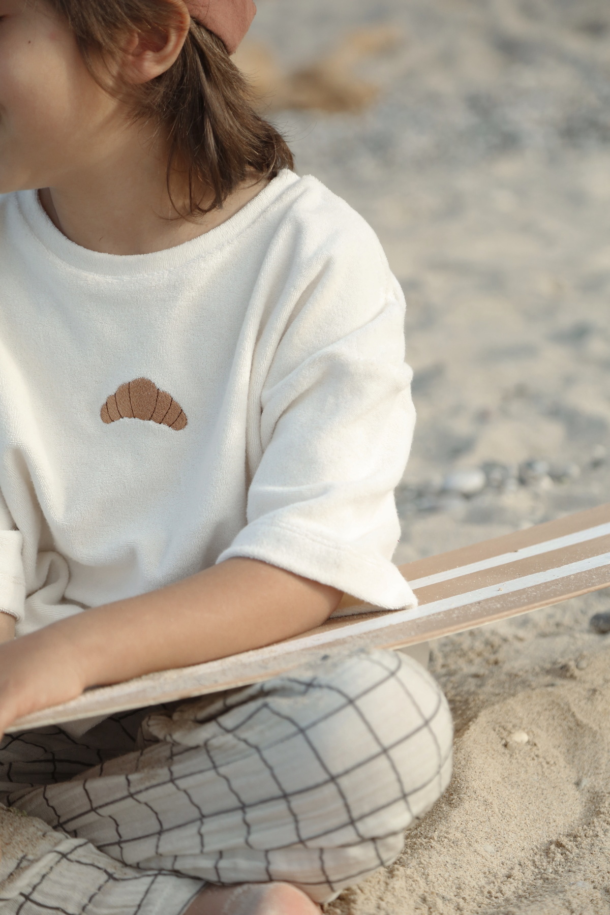 DoDo'S Baby Kruvasan Nakışlı Havlu Efektli Kız,Erkek Bebek,Çocuk Oversize TshirtNefes Alabilir %100 Pamuk Kumaş fotoğrafı 3 (önizleme)