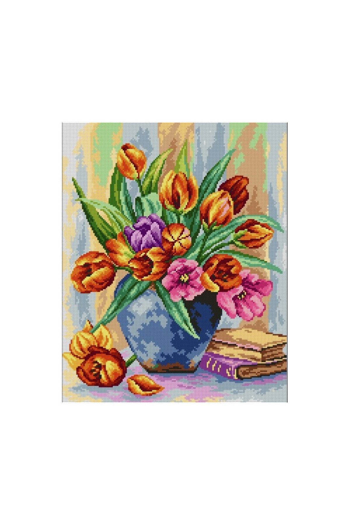 Orchidea Baskılı Goblen Vazoda Lale 2430 40*50 cm