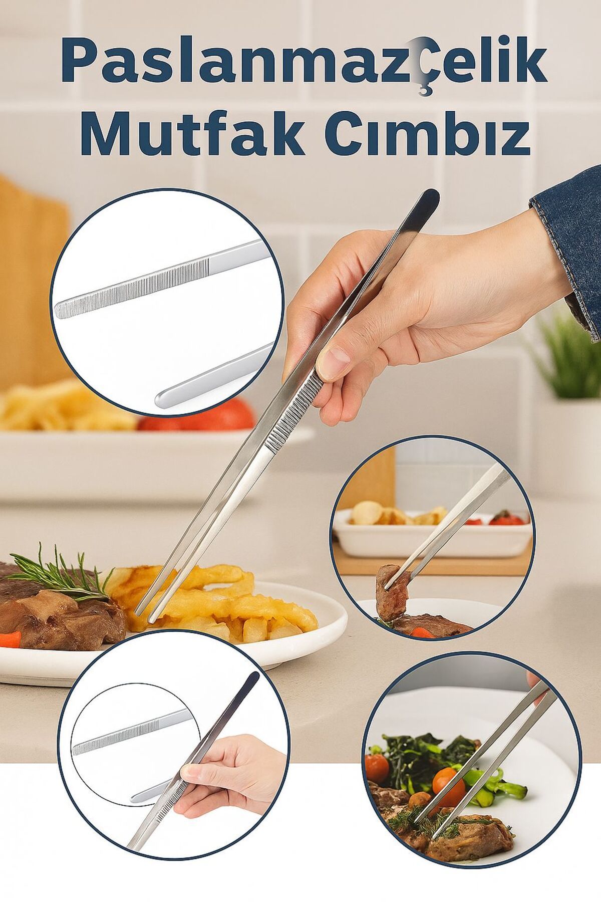 Kelepir Fırsatlar 30 Cm Yiyecek Servis Maşası Air Fryer Cımbızı Et Kızartma Barbekü