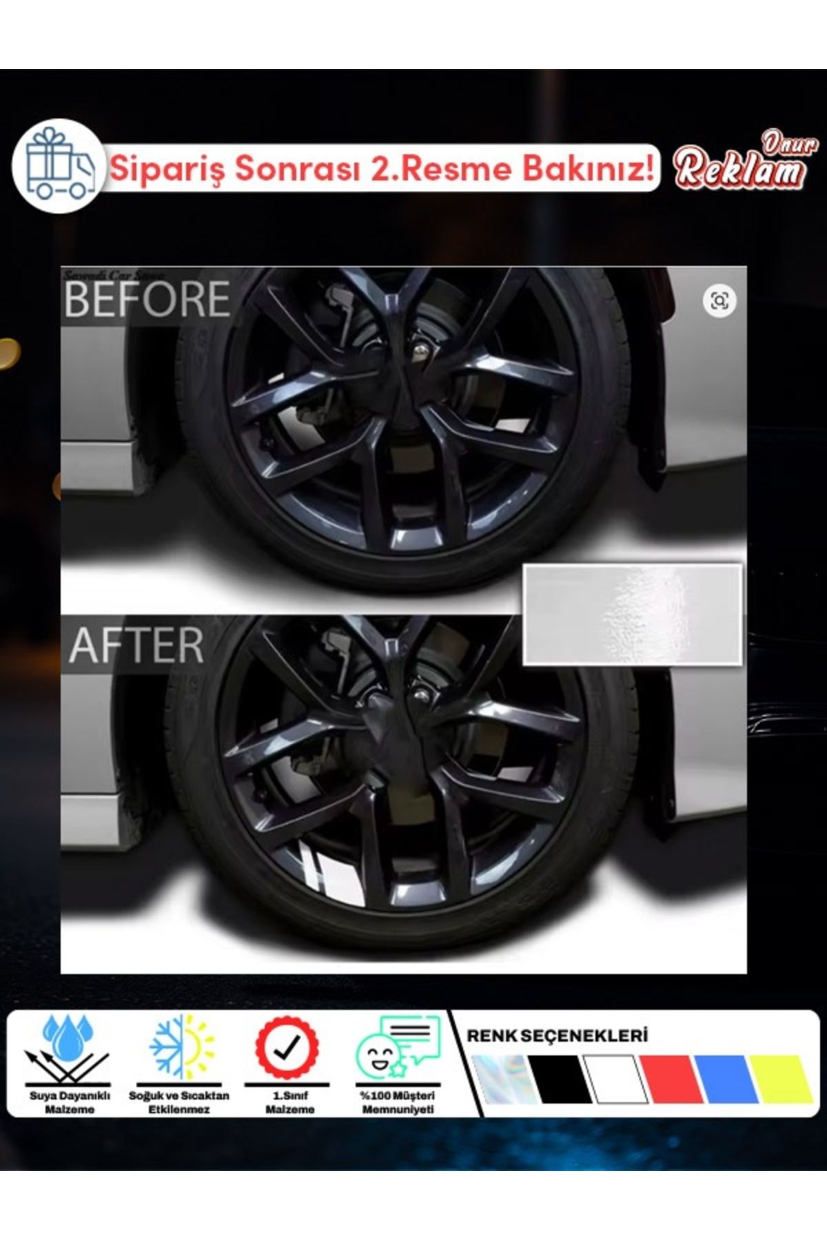 Onur Reklam Jant Şerit Sticker – Suya Dayanıklı – 2’li Set – Renk Seçenekli