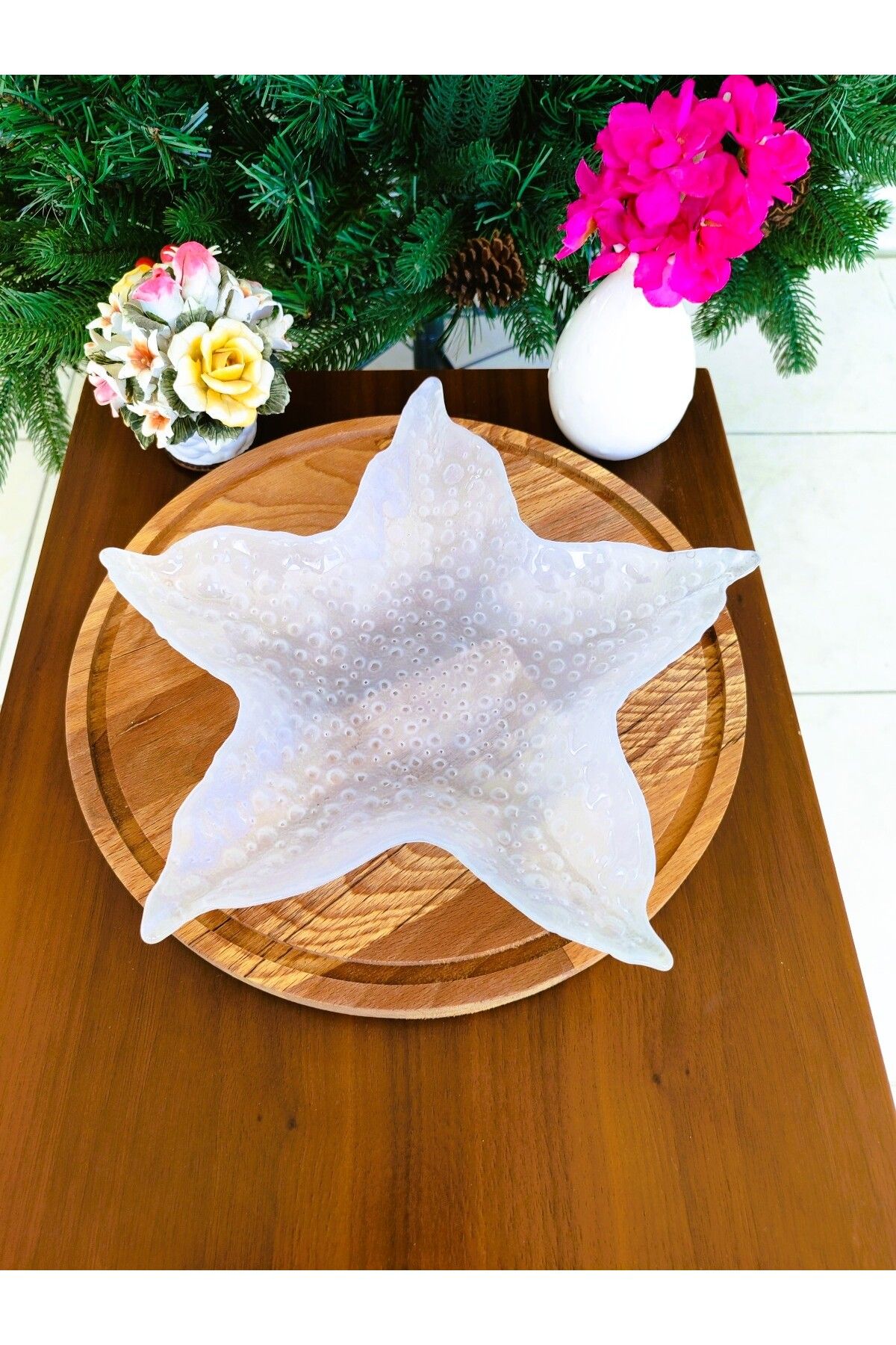 Madame Coco Astree Dekoratif Tabak - Büyük Boy - 26 Cm - Beyaz 1 Adet