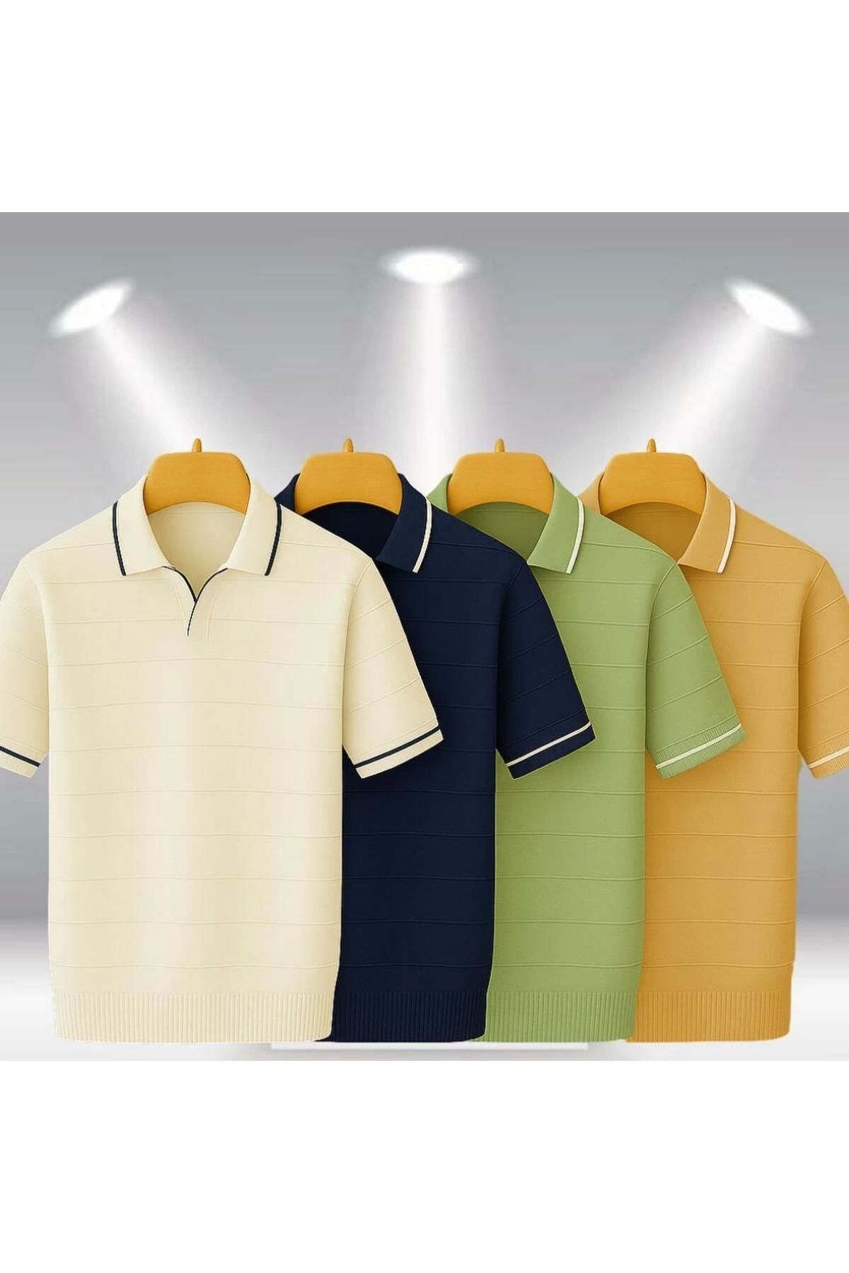 LC Waikiki 4'lü Avantaj Paket Polo Yaka Kısa Kollu Çizgili Erkek Yazlık Triko Tişört / T-shirt