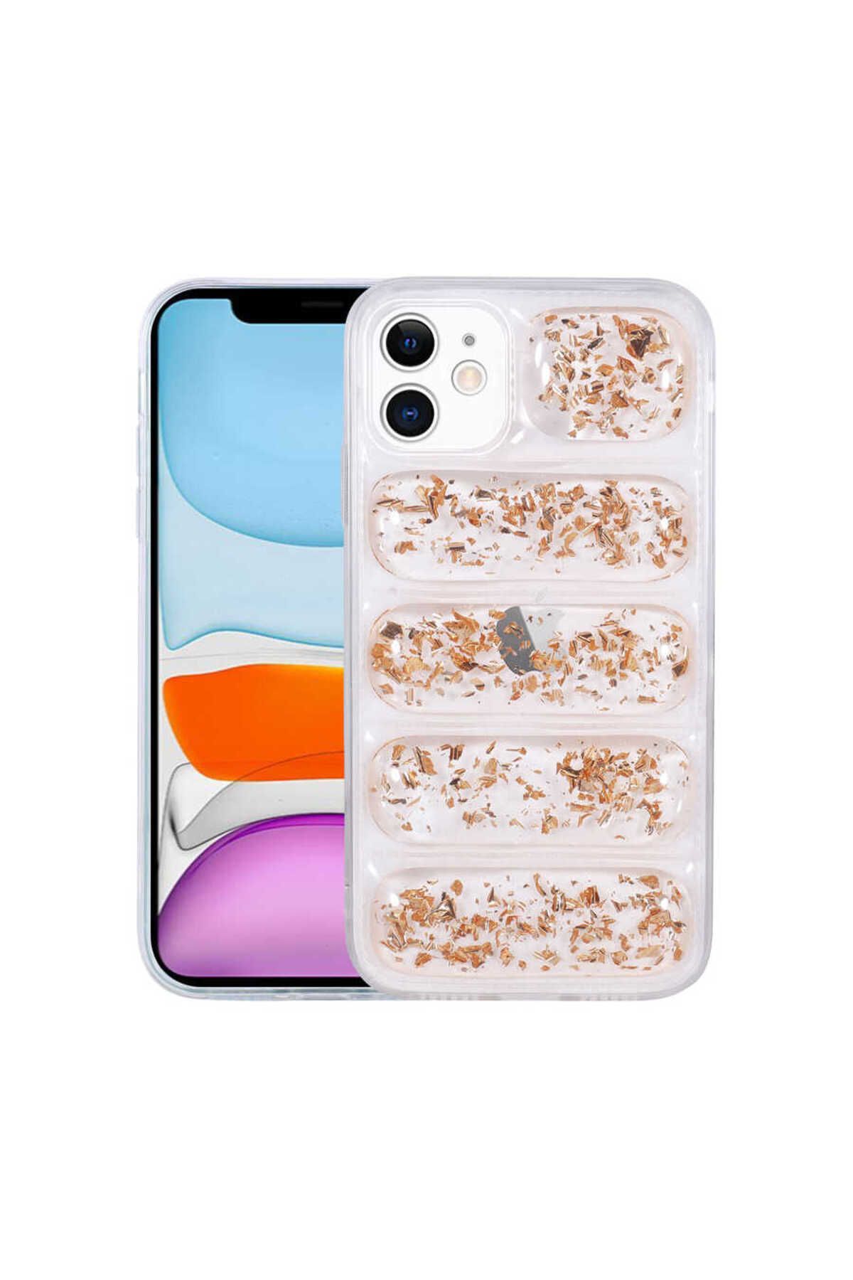 halkhouse Apple iPhone 11 Kılıf Kamera Korumalı Silikon Kırılmaz Simli Dulga Kapak