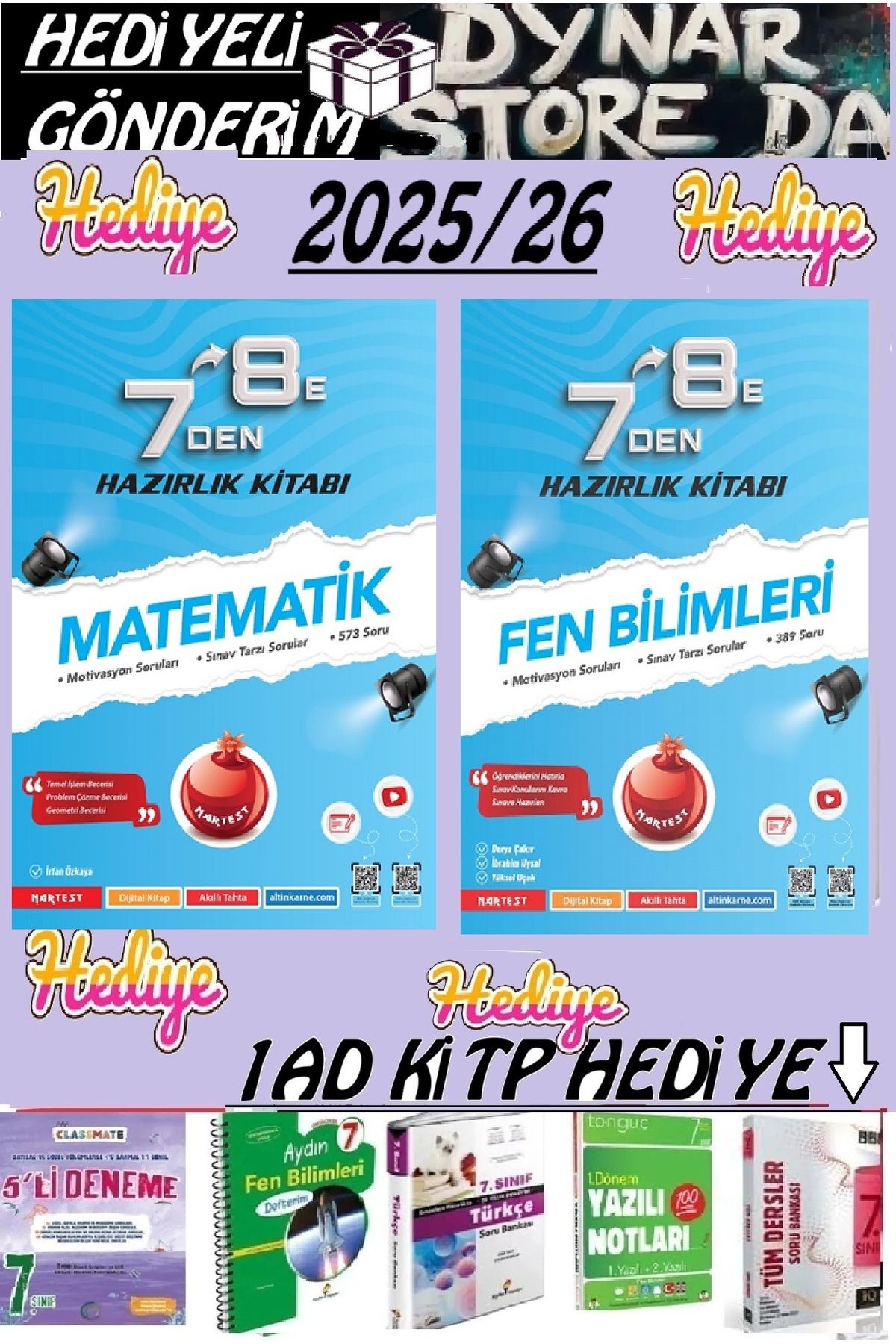 Nartest Yayınları Nartest 7 Den 8 E Matematik ve Fen Bilimleri Hazırlık Kitabı hediyeli 2025/26