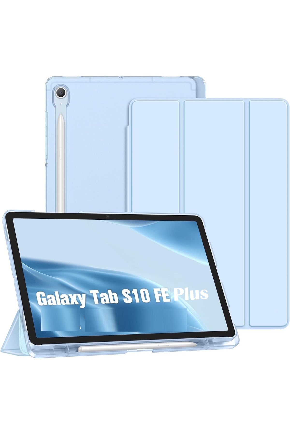 m.tk moveteck Samsung Galaxy Tab S10 Fe Plus 13.1 Kılıf Smart Uyku Modlu Kalem Bölmeli Standlı Arkası Renkli Kapak