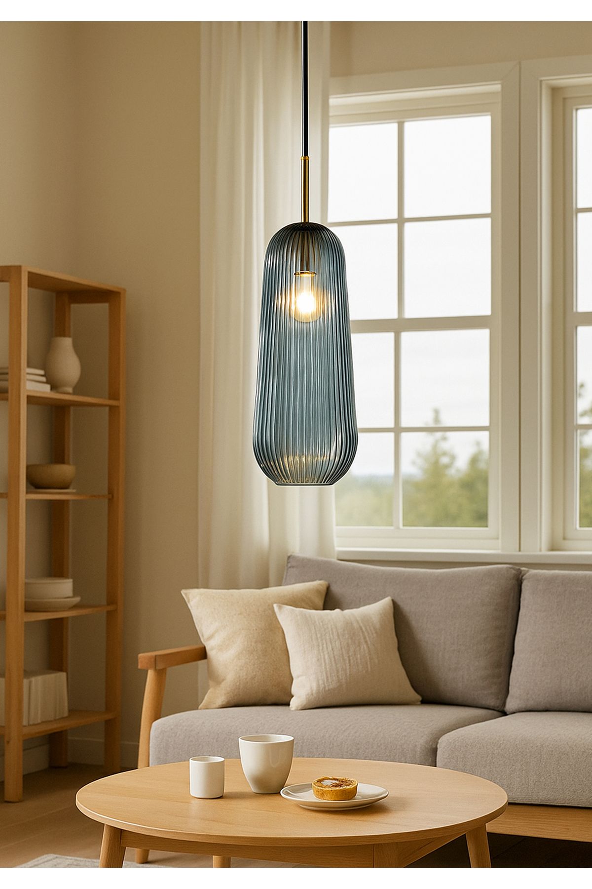 HOMİNG Homing Ravello Cam Avize Blue 43 cm