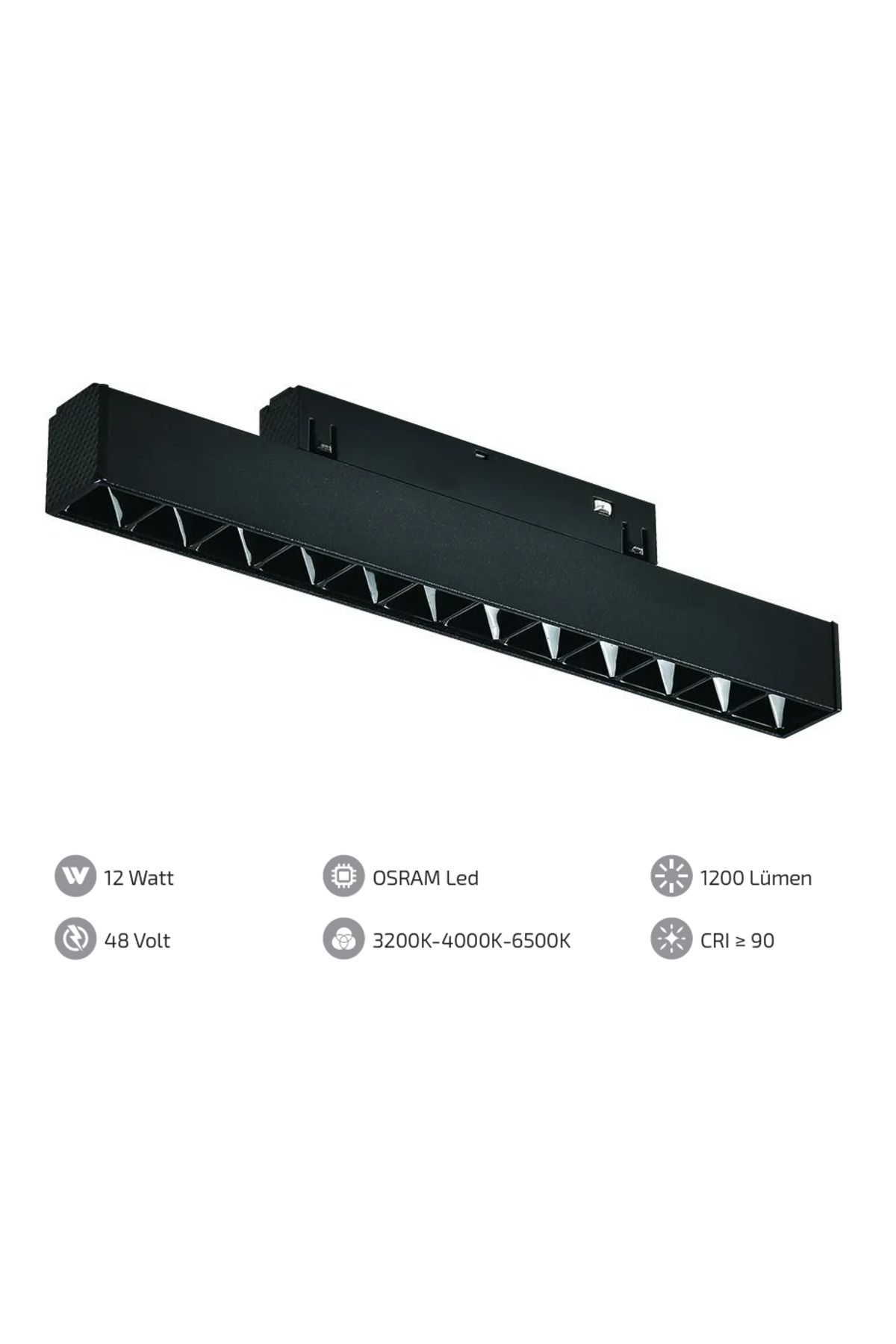 Forlife 12W Magnet Armatür (22 cm) Kompak Lensli - Siyah Difizör - 6500K