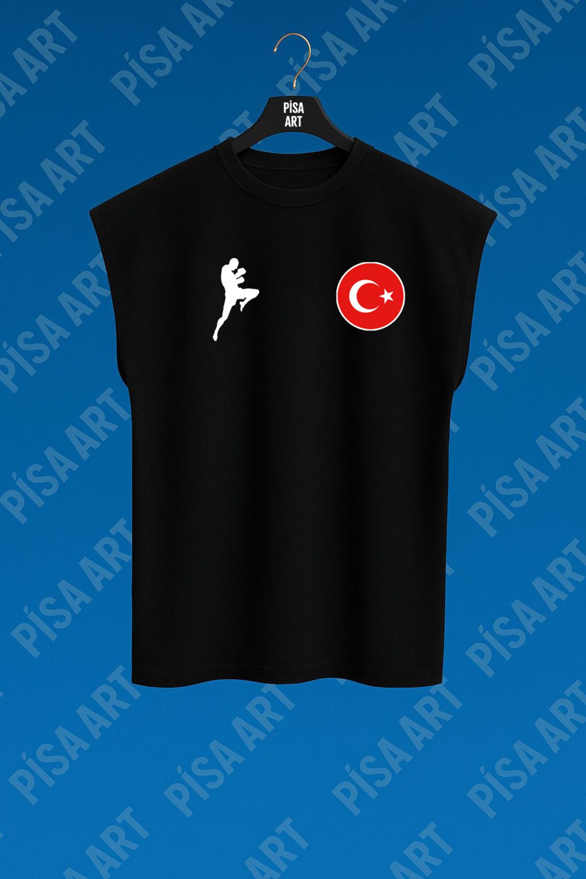 Pisa Art Muay-Thai Rahat Kolsuz Antreman Ve Günlük Rahat Penye T-shirt