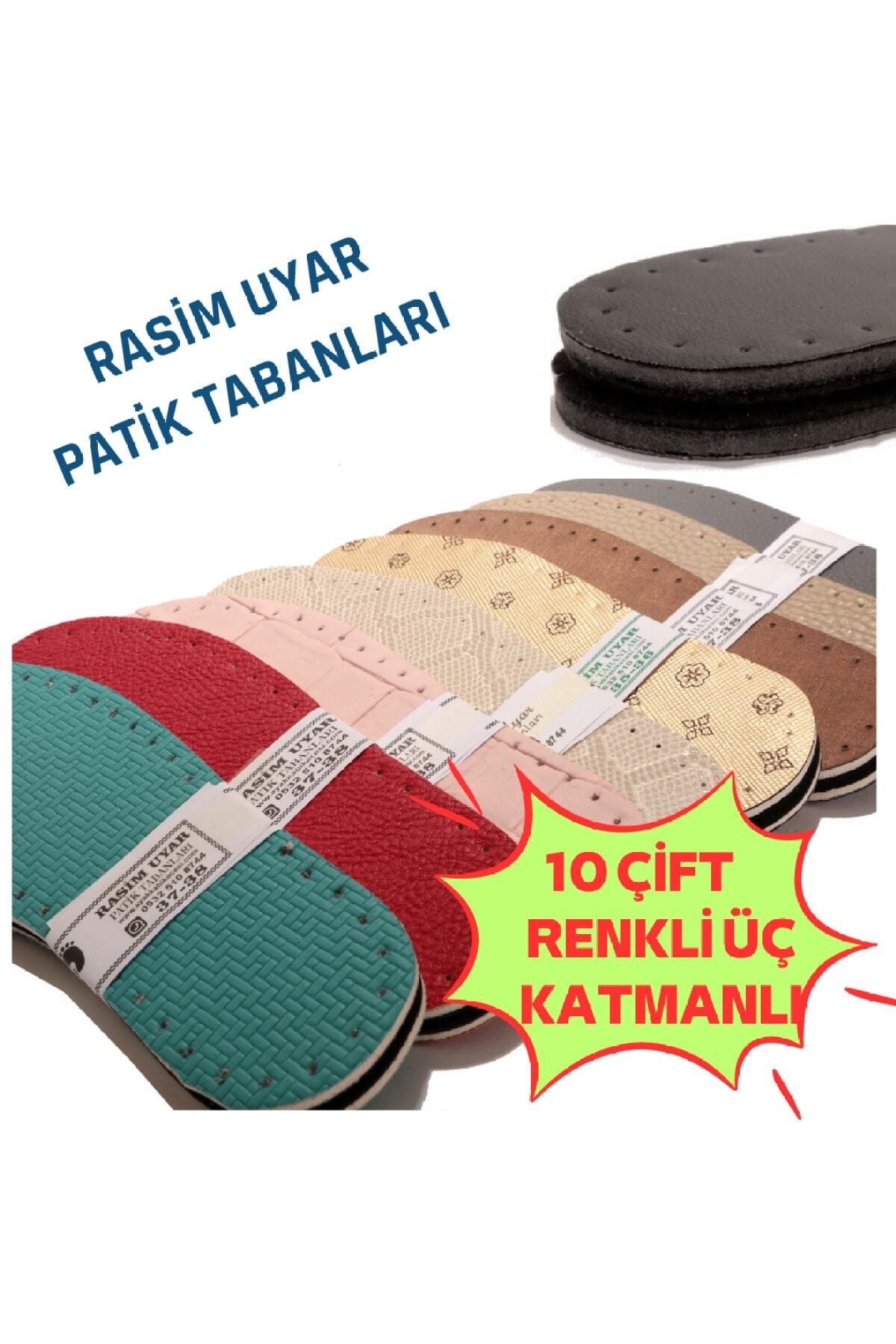 AboutThePerfect Üç Katmanlı Delikli Patik Tabanı Hazır Örgü Paket (10'lu) Suni Deri EVA Keçe